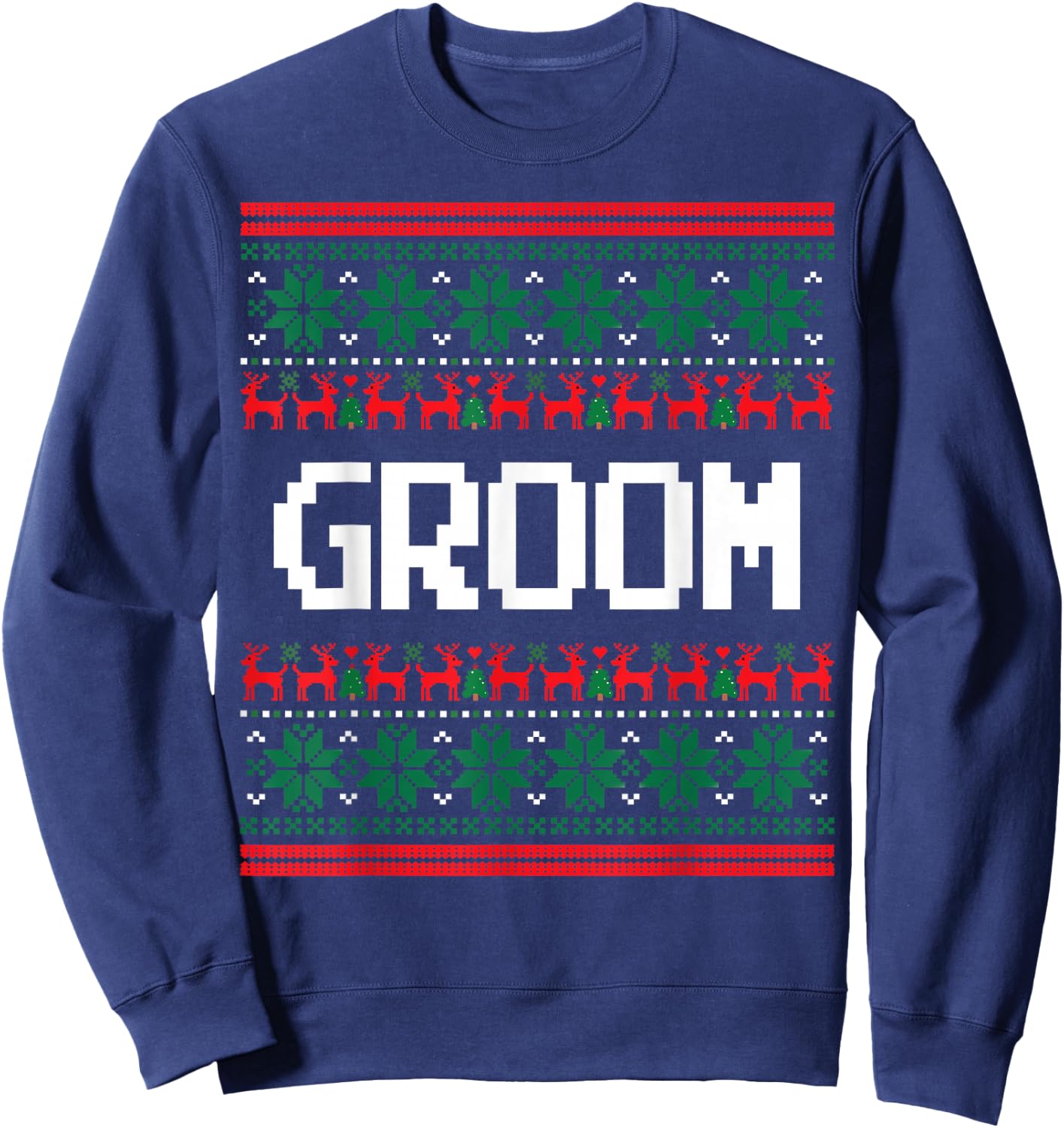Groom Bride Ugly Christmas Sweater Wedding Engagement Sweatshirt - Sweatshirt | Navy