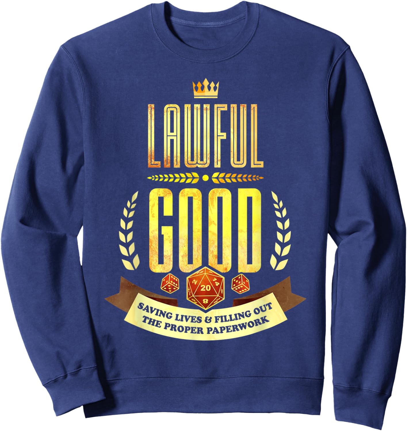 Lawful Good D20 Dice RPG Alignment Sweatshirt - Sweatshirt | Navy