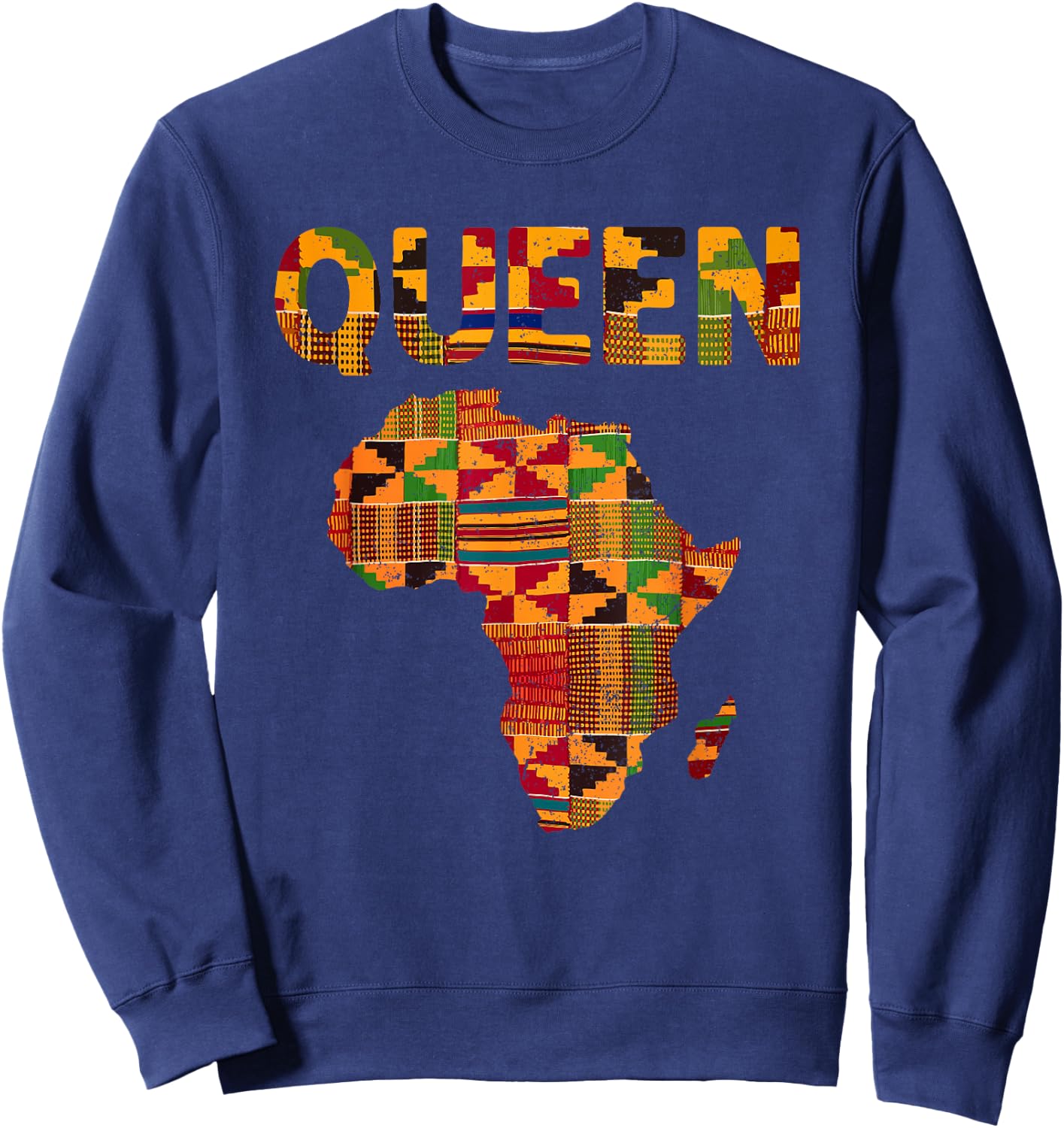 Cool African Queen Art Kente Cloth Africa Ghana Kids Women Sweatshirt - Sweatshirt | Navy