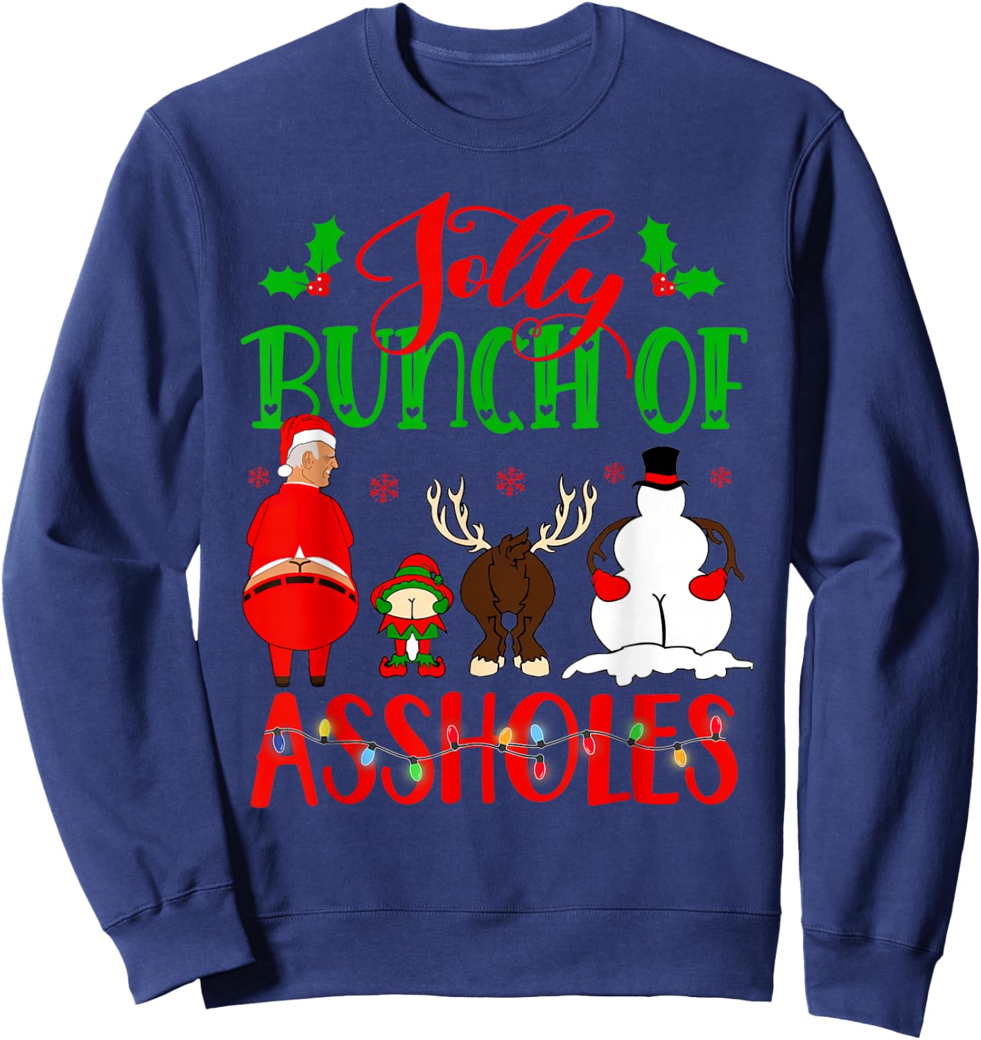 Jolly Bunch of Assholes Merry Christmas 2021 Toilet Paper Sweatshirt - Sweatshirt | Navy