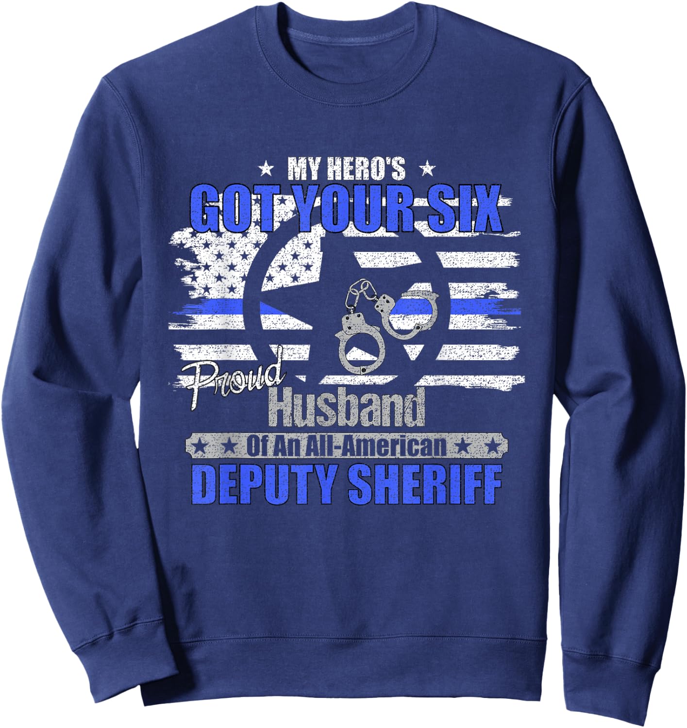 Deputy Sheriff Proud Husband Graphic Sweatshirt - Sweatshirt | Navy