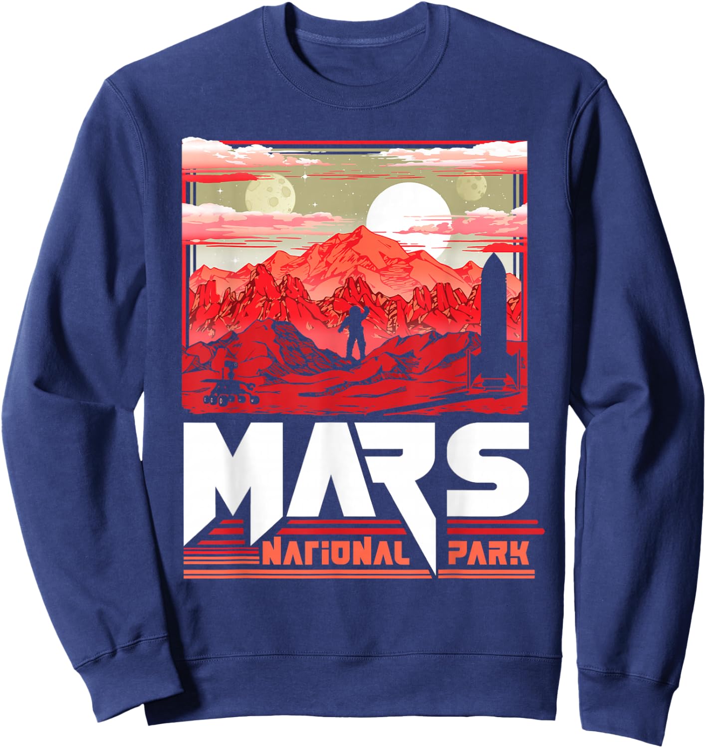 Mars National Park Vintage Sci-Fi Martian Exploration Space Sweatshirt - Sweatshirt | Navy