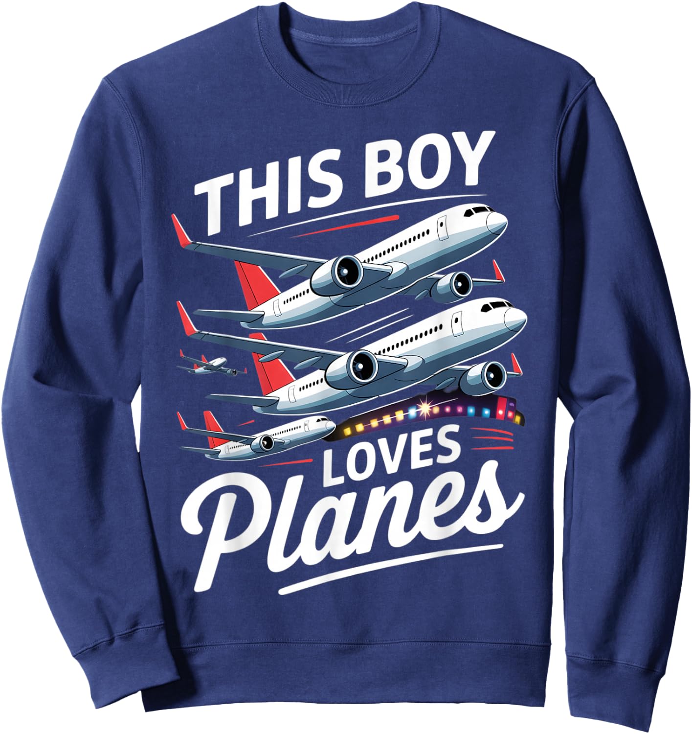 Plane Airplane Pilot Kids Boys Toddler Model Plane Lover Sweatshirt - Sweatshirt | Navy