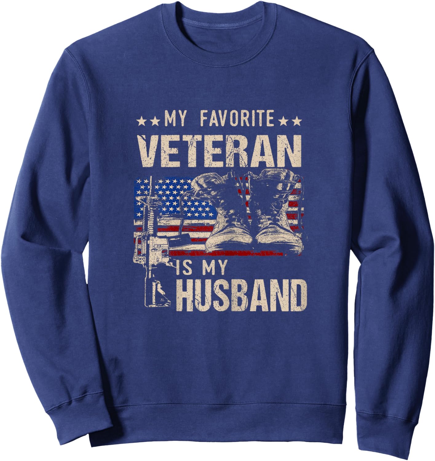 Veterans Wives Shirts My Favorite Veteran is My Husband Sweatshirt - Sweatshirt | Navy
