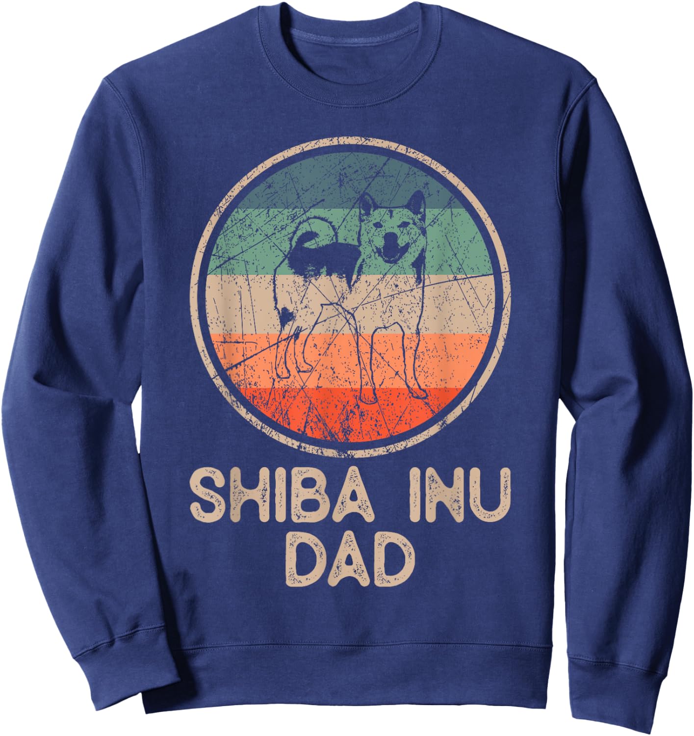 Shiba Inu Dog - Vintage Shiba Inu Dad Men Women Sweatshirt - Sweatshirt | Navy