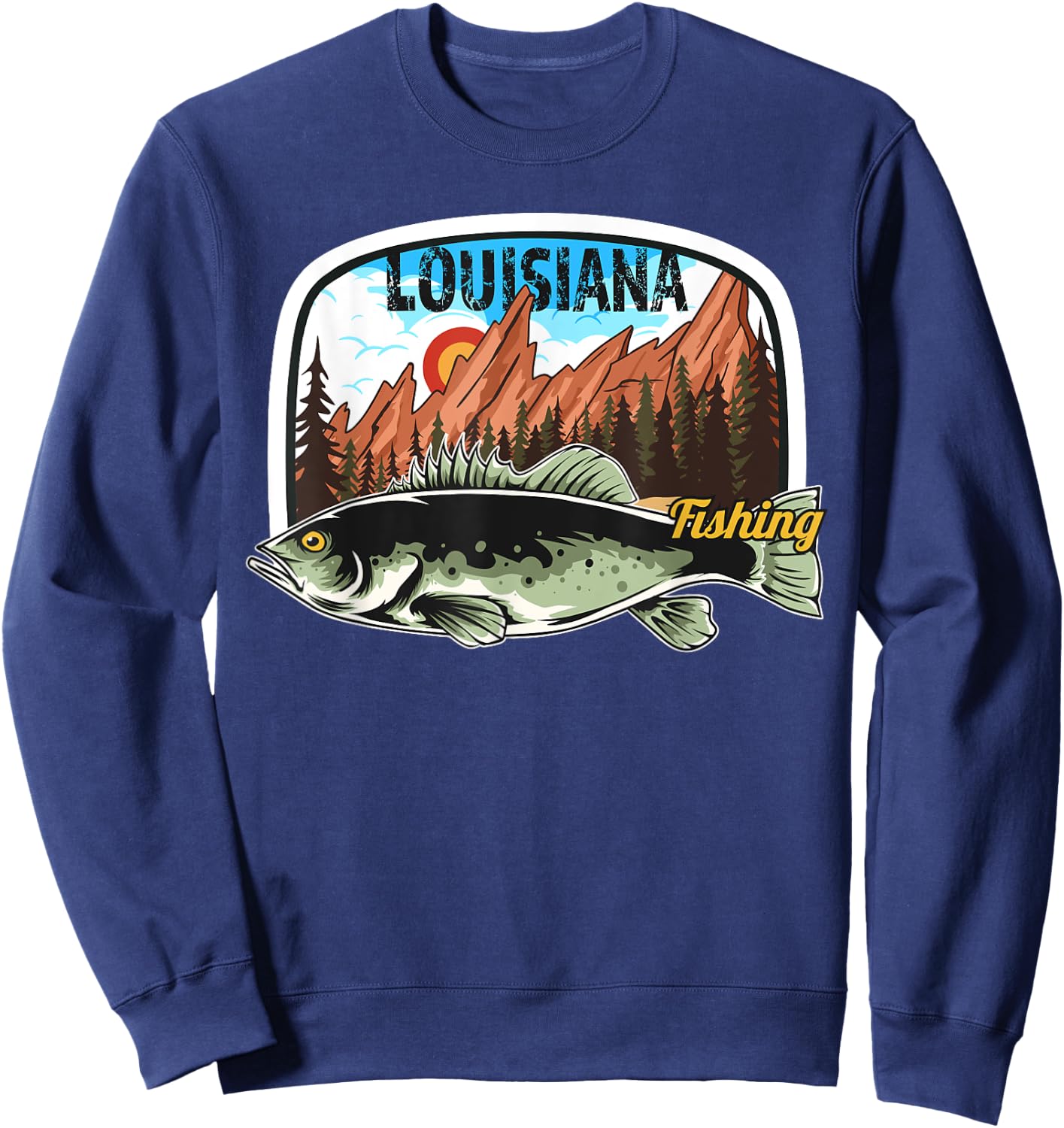 Fishing in Louisiana - Retro Nature Louisiana Fishing Sweatshirt - Sweatshirt | Navy