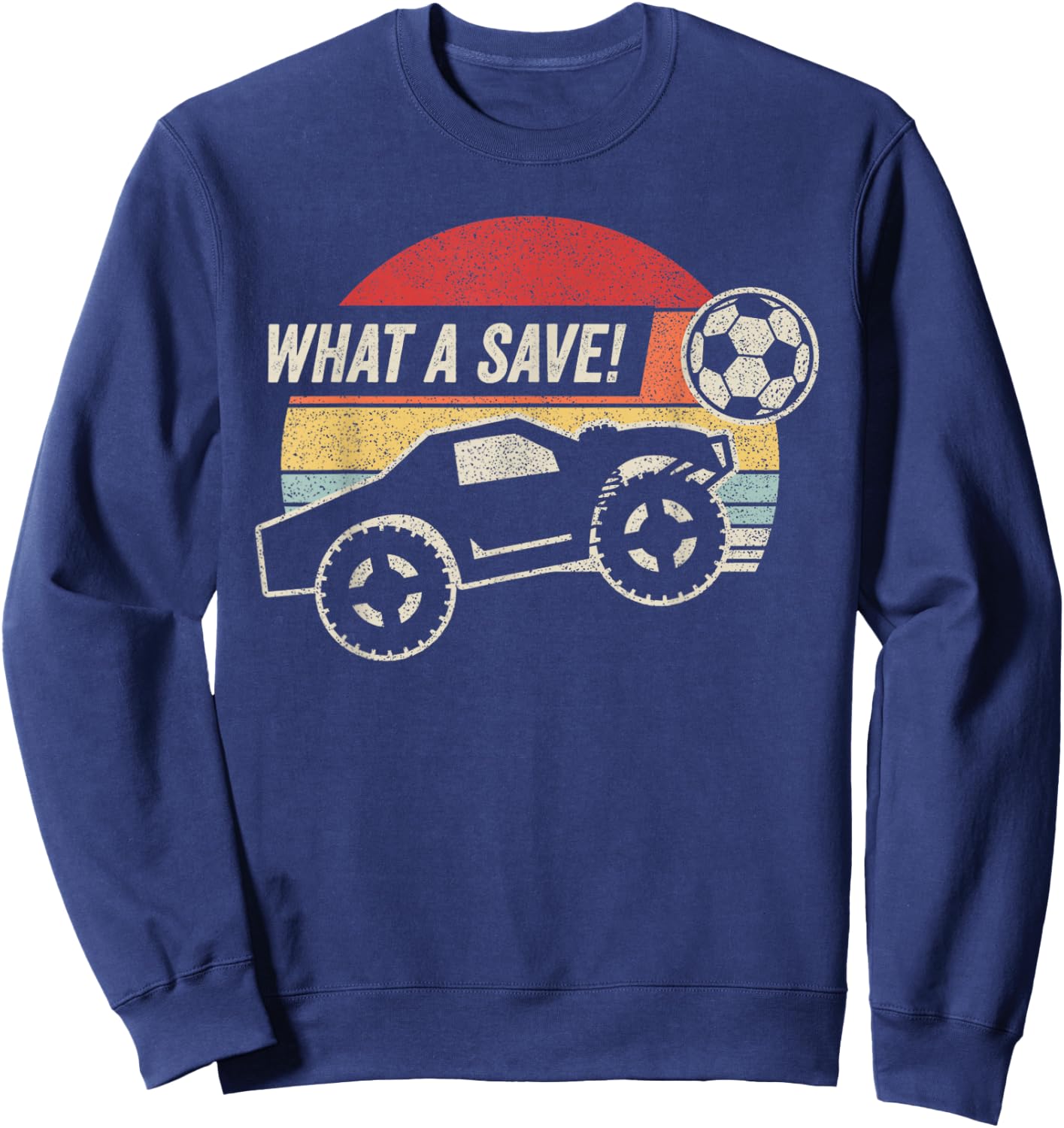 Vintage Retro What a Save! Rocket RC Soccer Car Gamer Sweatshirt - Sweatshirt | Navy