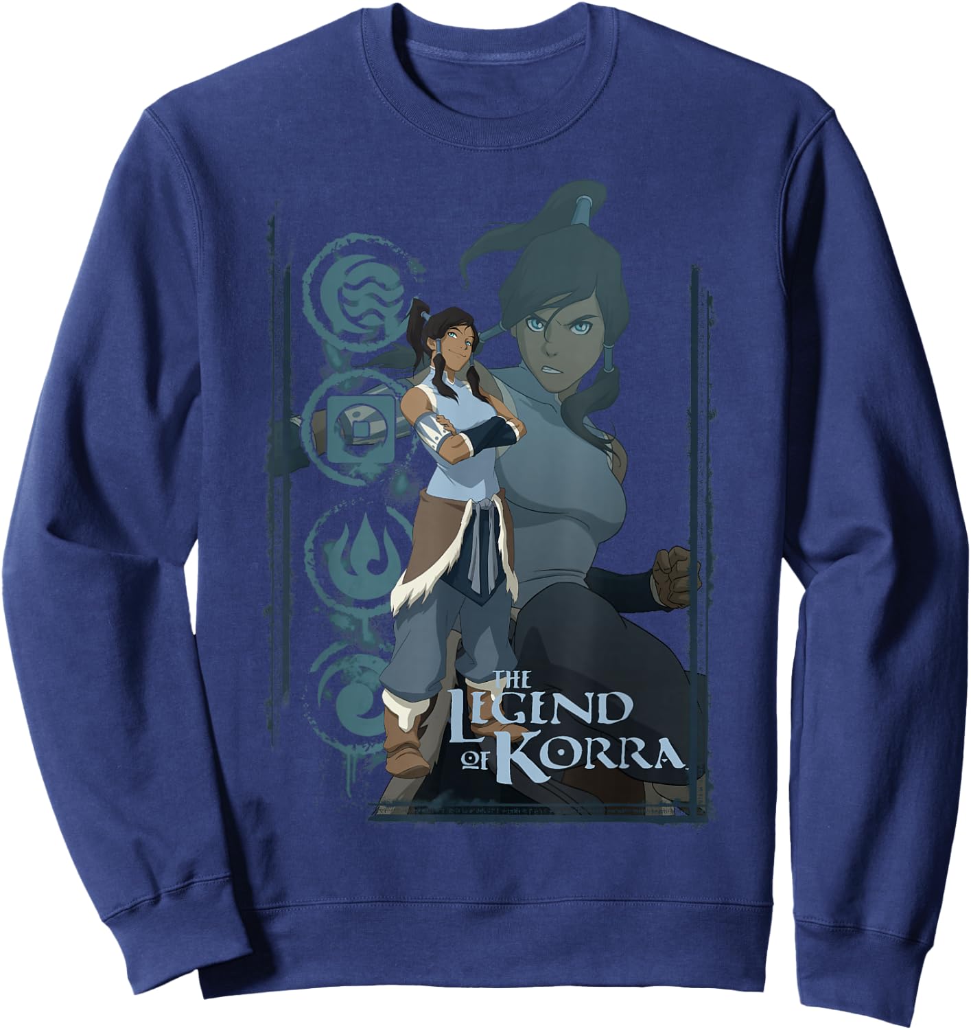 The Legend of Korra Element Symbol Collage Portrait Sweatshirt - Sweatshirt | Navy