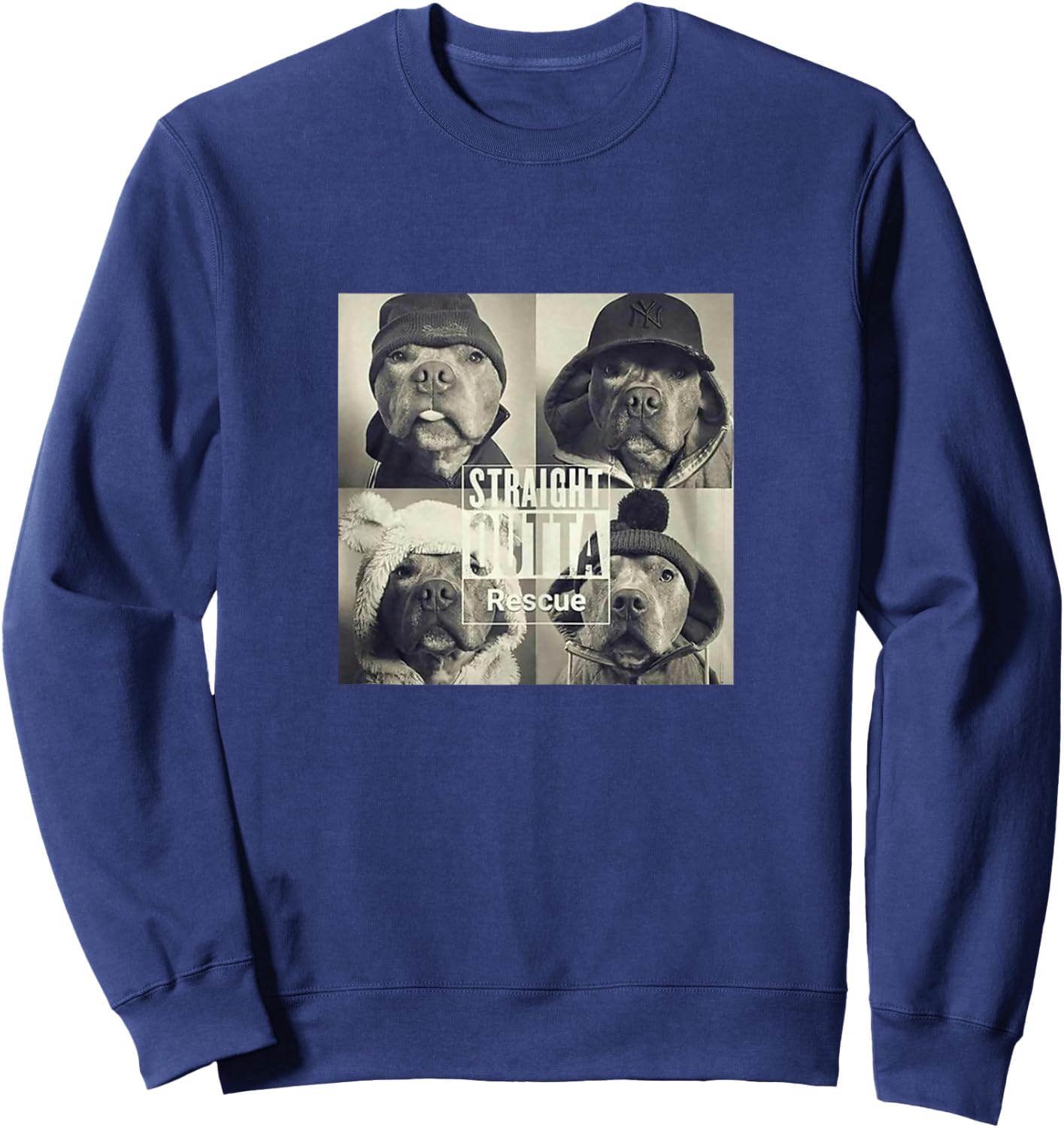 Straight Outta Rescue Pitbull Sweatshirt - Sweatshirt | Navy
