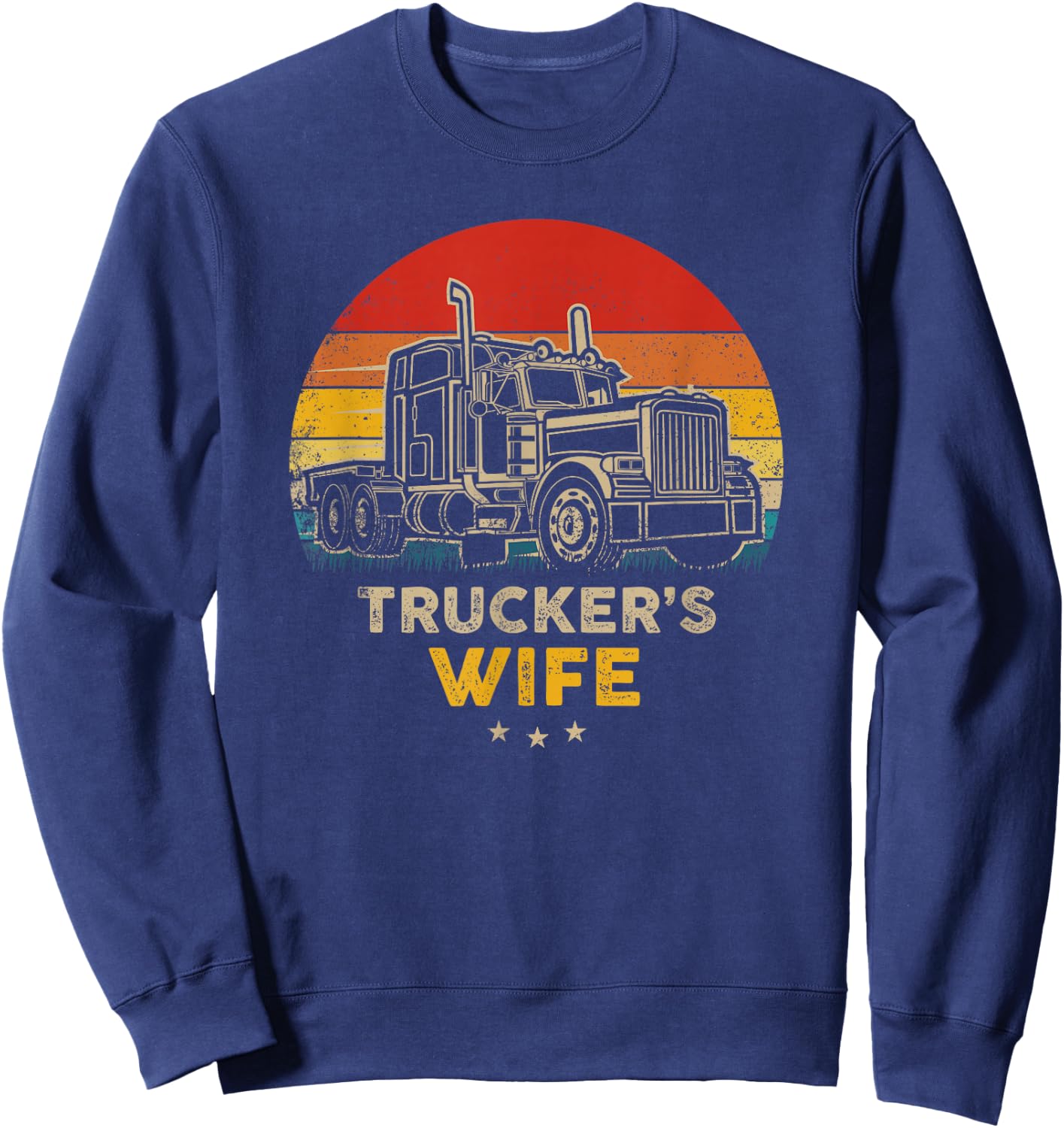 Trucker's Wife - Vintage Trucker Retro Style Sweatshirt - Sweatshirt | Navy