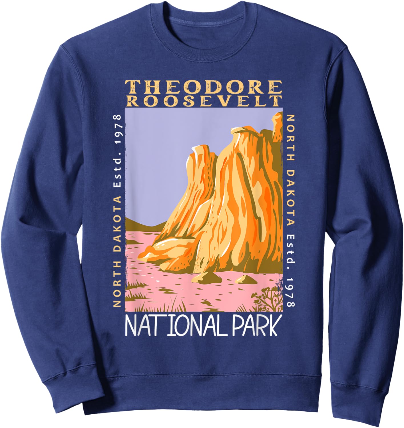 Theodore Roosevelt National Park Distressed Vintage Sweatshirt - Sweatshirt | Navy