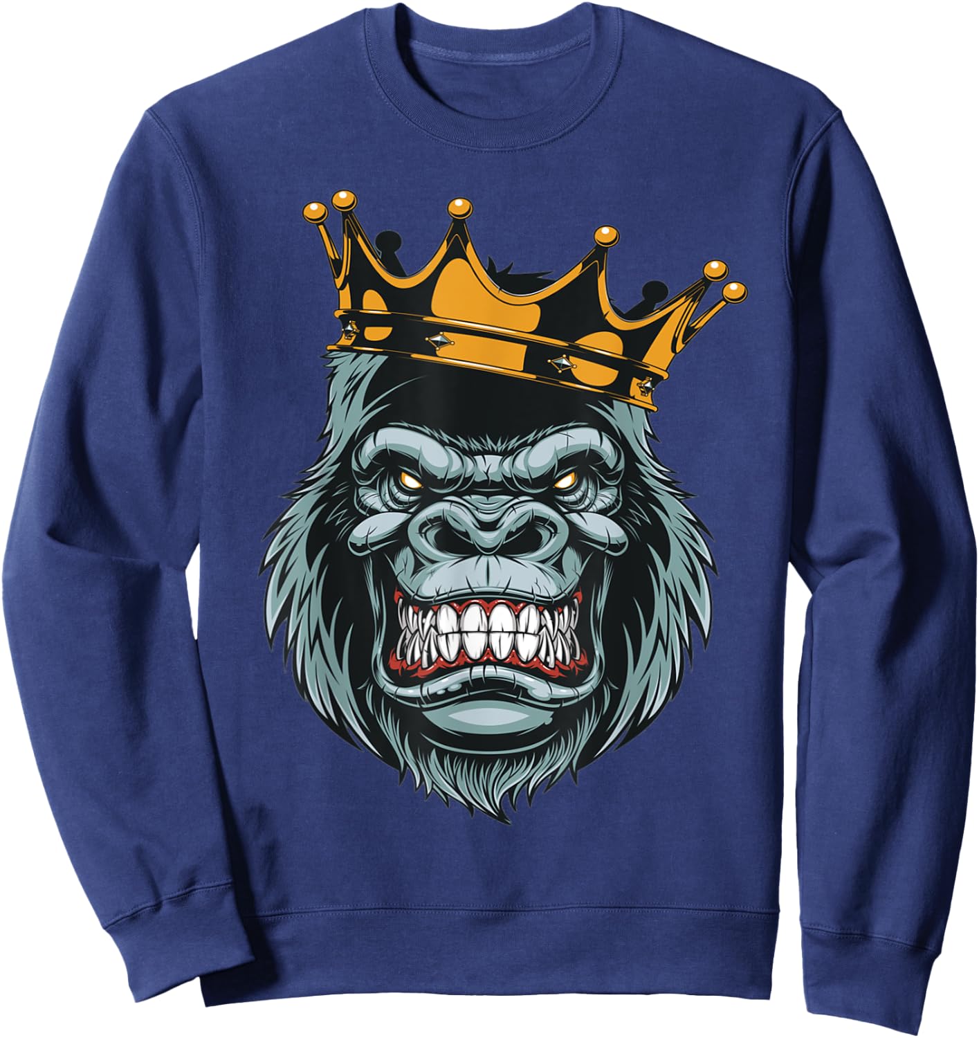 Gorilla King ferocious gorilla on with crown Christmas Gifts Sweatshirt - Sweatshirt | Navy