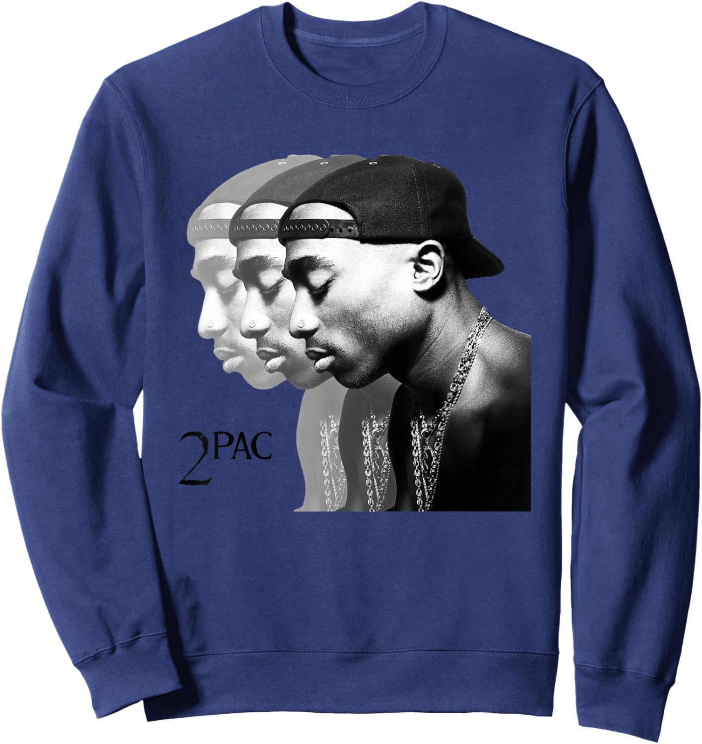 TUPAC SHAKUR Repeat , -Adults, Blue, Small, Short Sleeve, Cotton Blend, Machine Wash Sweatshirt - Sweatshirt | Navy
