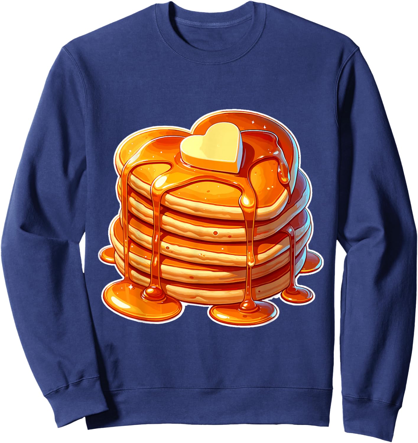 Pancakes and Syrup Valentine's Day Heart Pancake lovers Sweatshirt - Sweatshirt | Navy