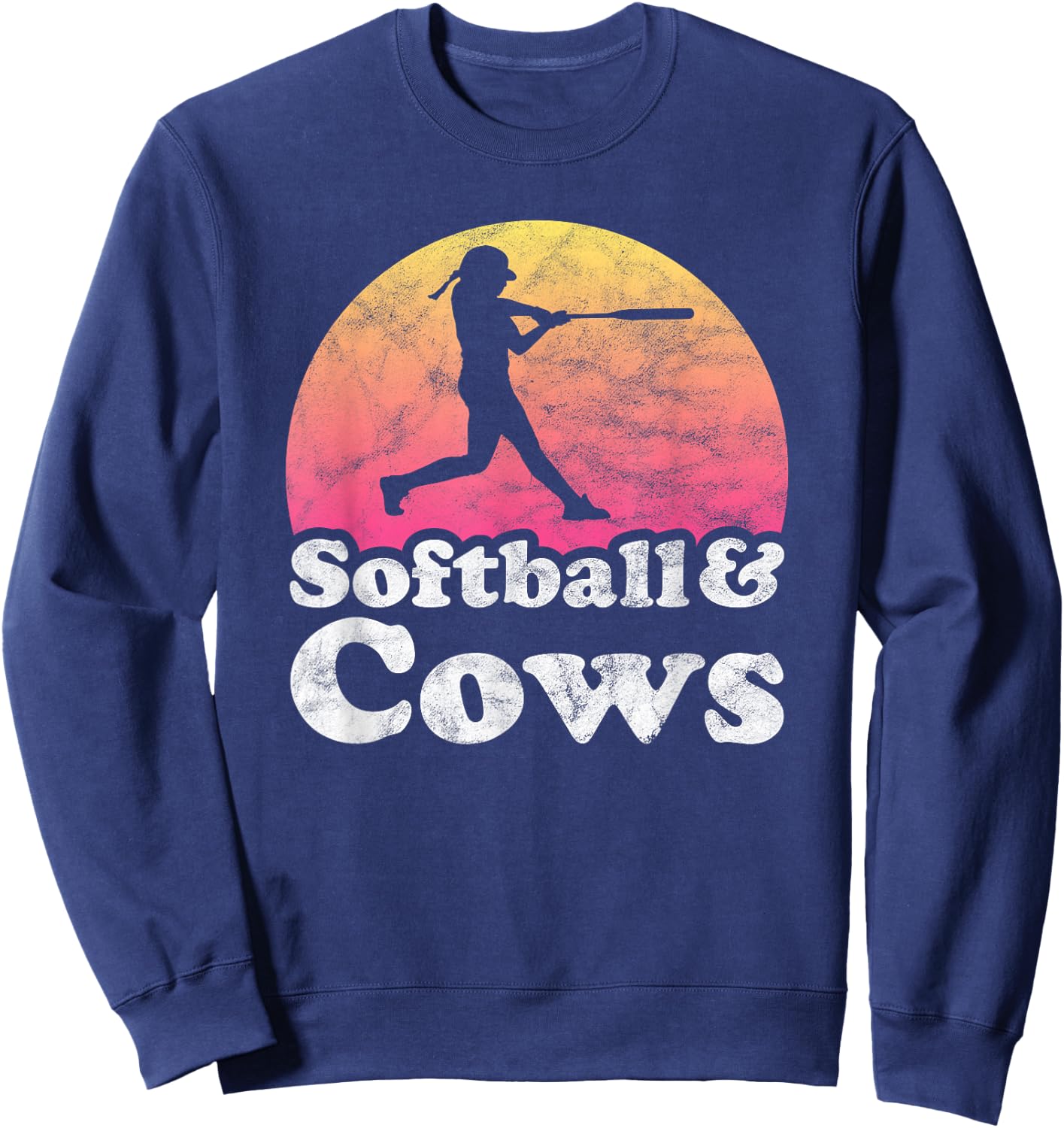 Softball and Cows Women or Girls Cow Sweatshirt - Sweatshirt | Navy