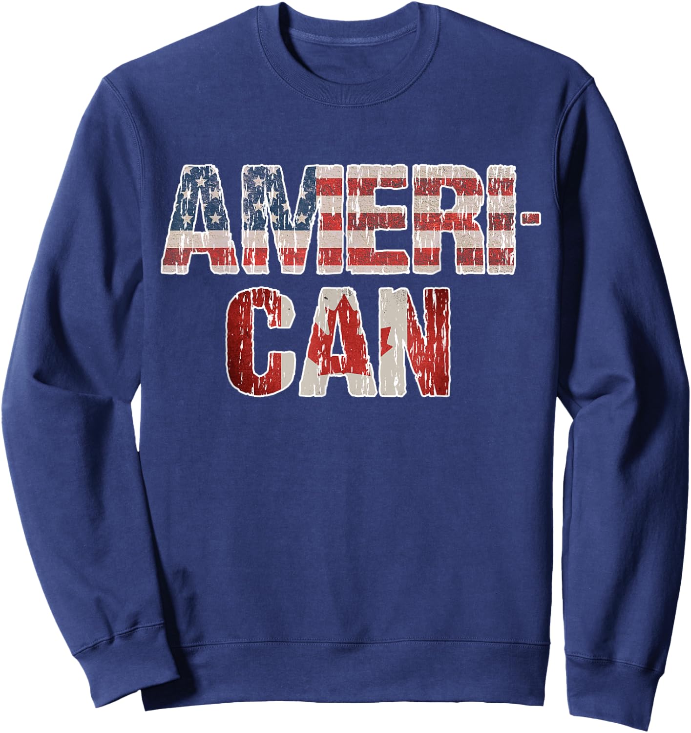 Ameri-Can US Canada Flag Pride Vacation Travel Canadian Sweatshirt - Sweatshirt | Navy