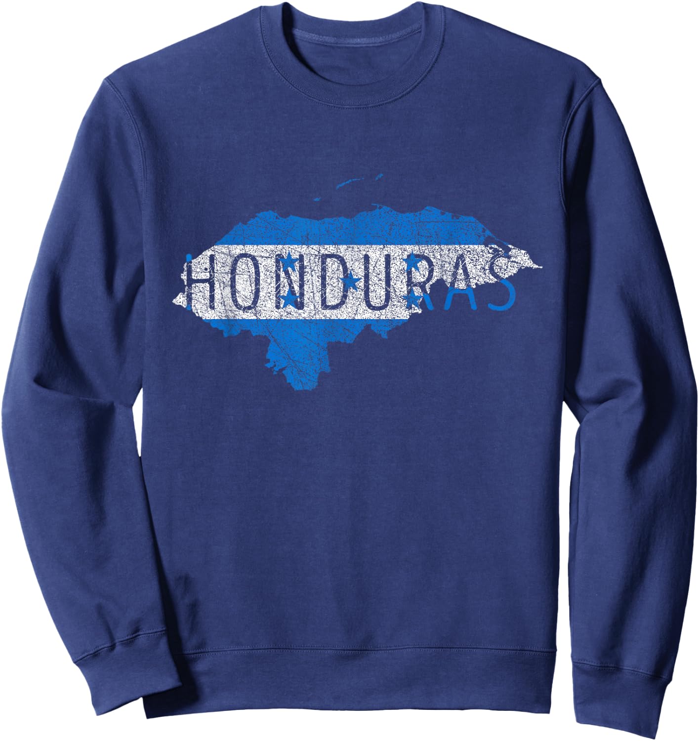 Honduran Map and Flag Souvenir - Distressed Honduras Sweatshirt - Sweatshirt | Navy