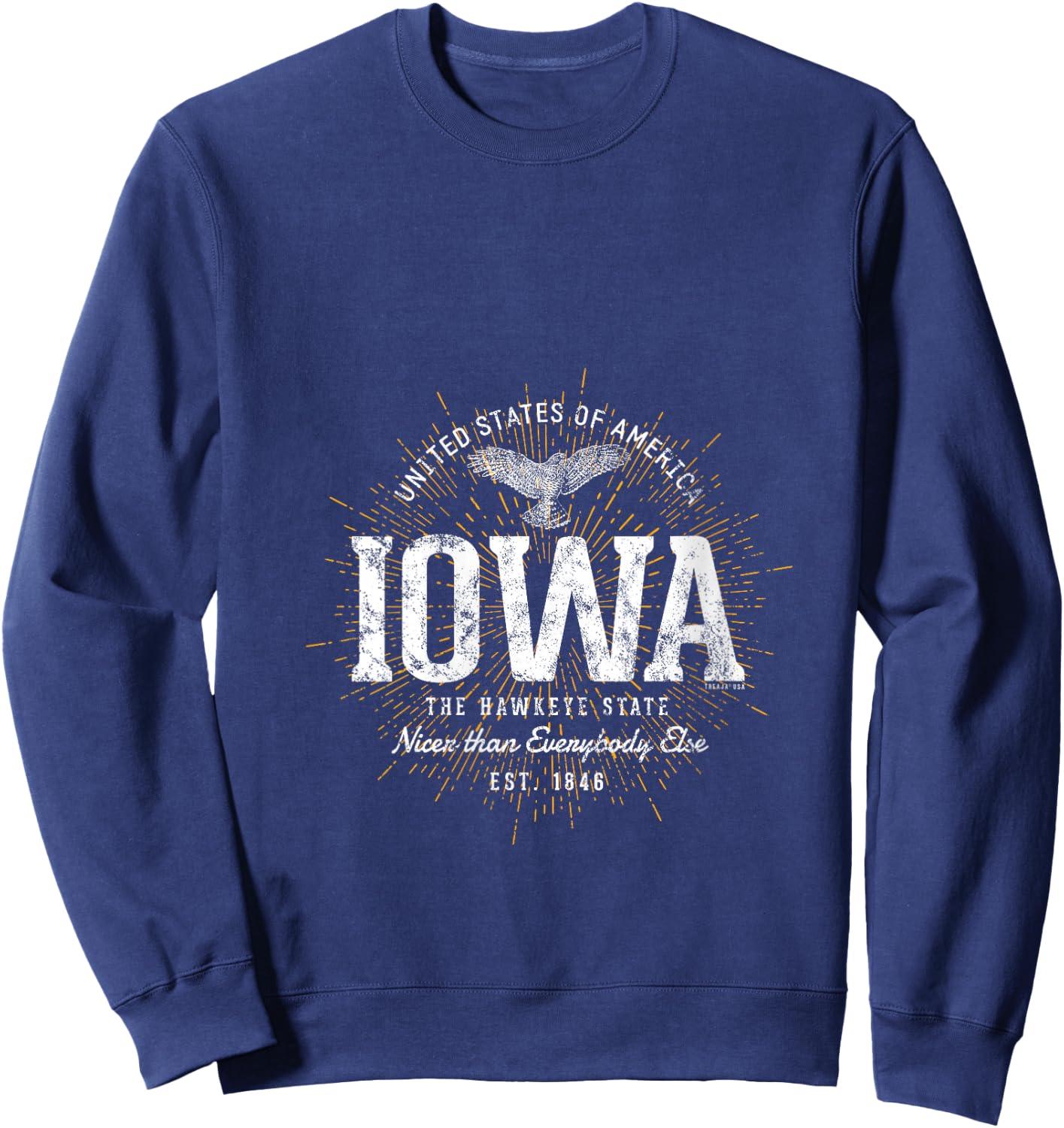 Vintage State of Iowa Retro V-Neck Sweatshirt - Sweatshirt | Navy