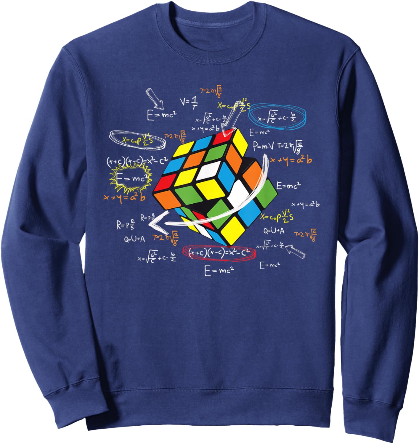 Cool Math Rubik Rubix Rubics Player Cube Math Lovers Small Sweatshirt - Sweatshirt | Navy