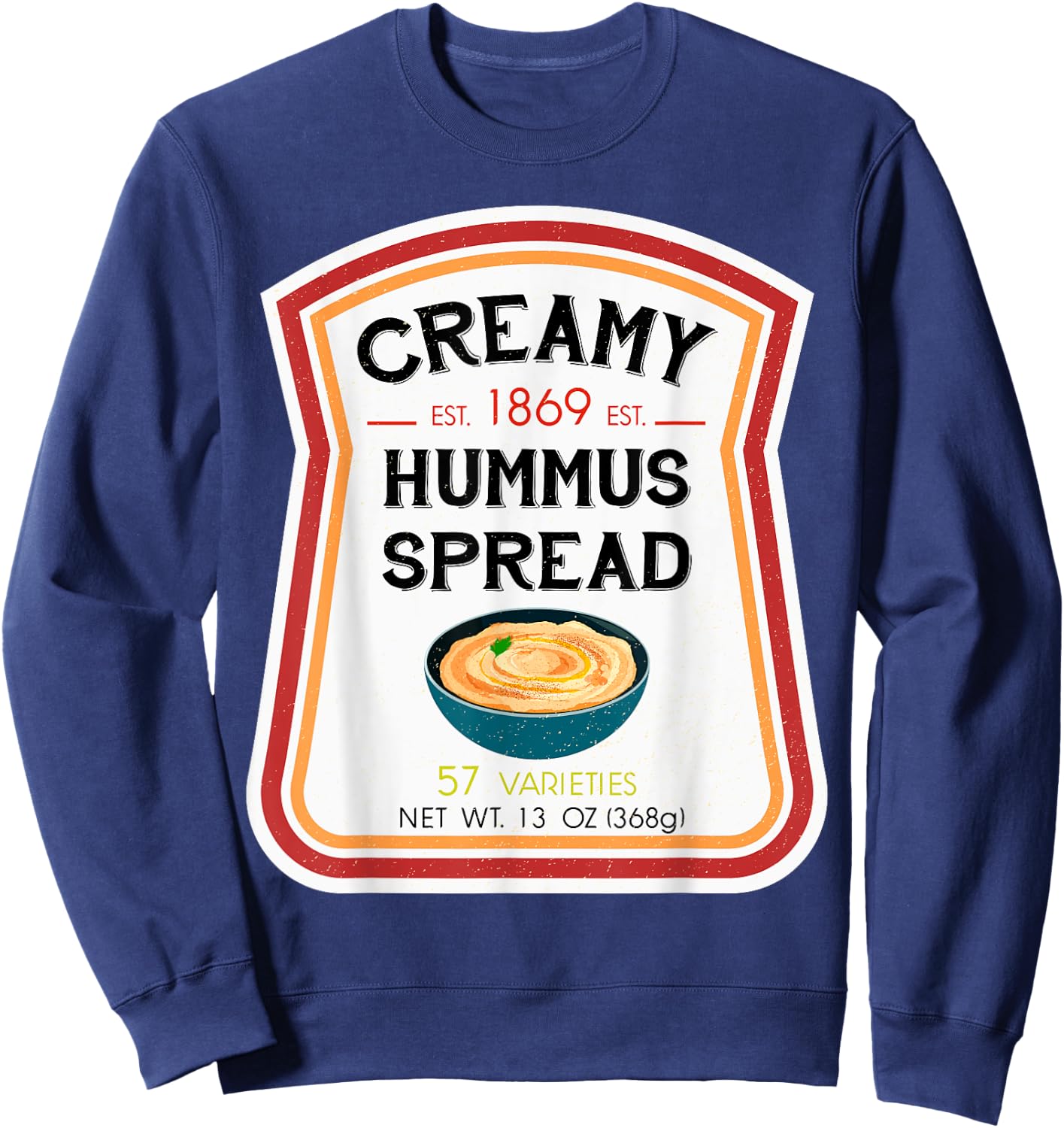 Hummus Spread Bottle Label Halloween 2021 Couples Costume Sweatshirt - Sweatshirt | Navy