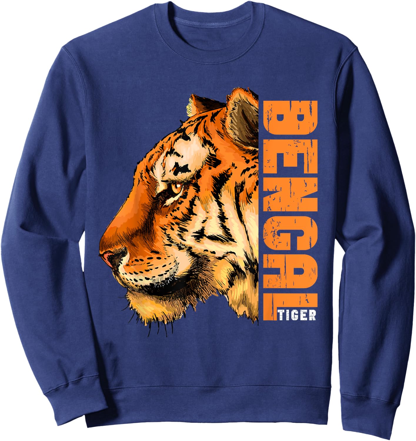 Retro Vintage Bengal Tiger Face Wild Tiger Face Sweatshirt - Sweatshirt | Navy