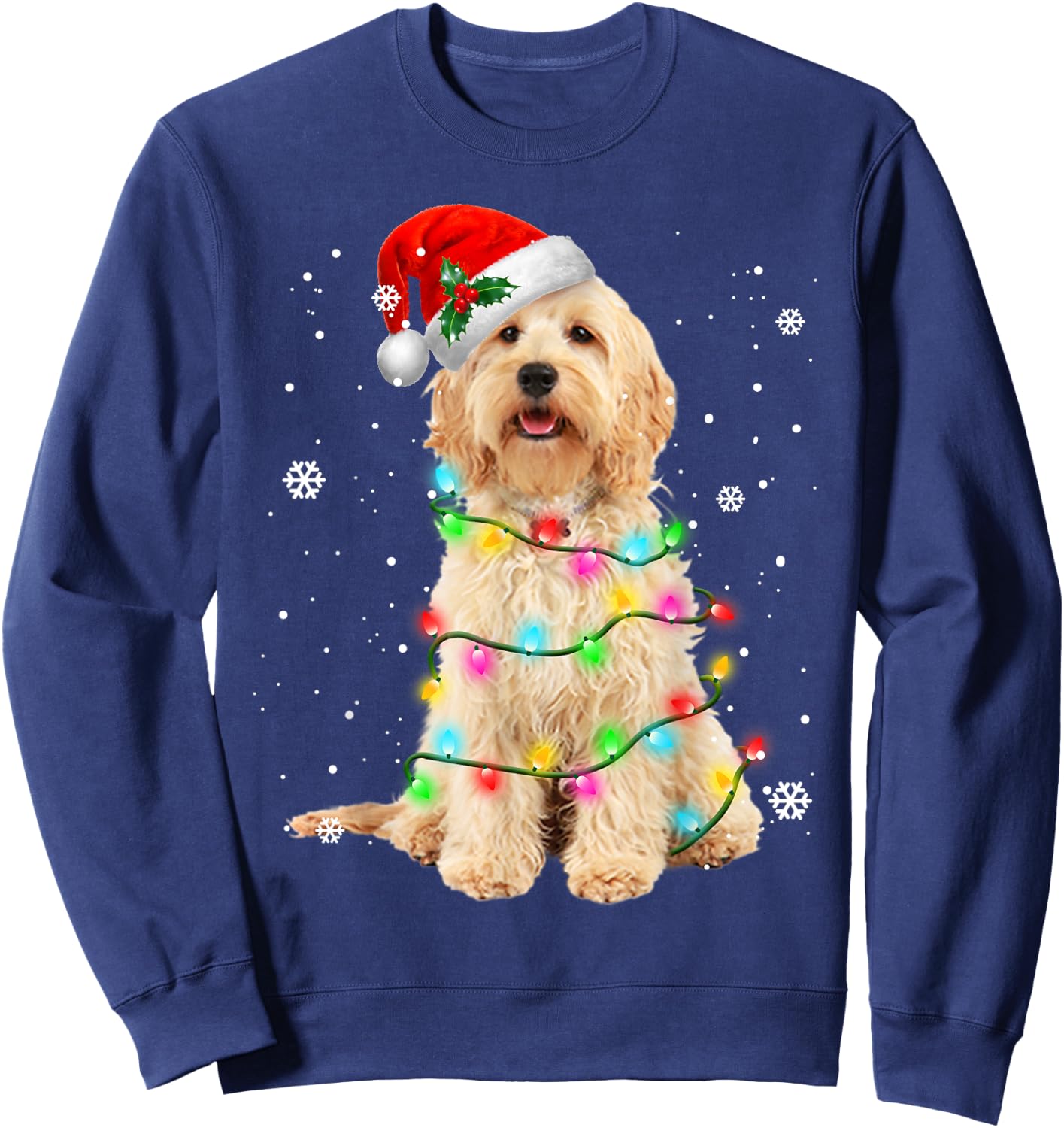 Goldendoodle Dog Tree Christmas Sweater Xmas Pet Dogs Gifts Sweatshirt - Sweatshirt | Navy