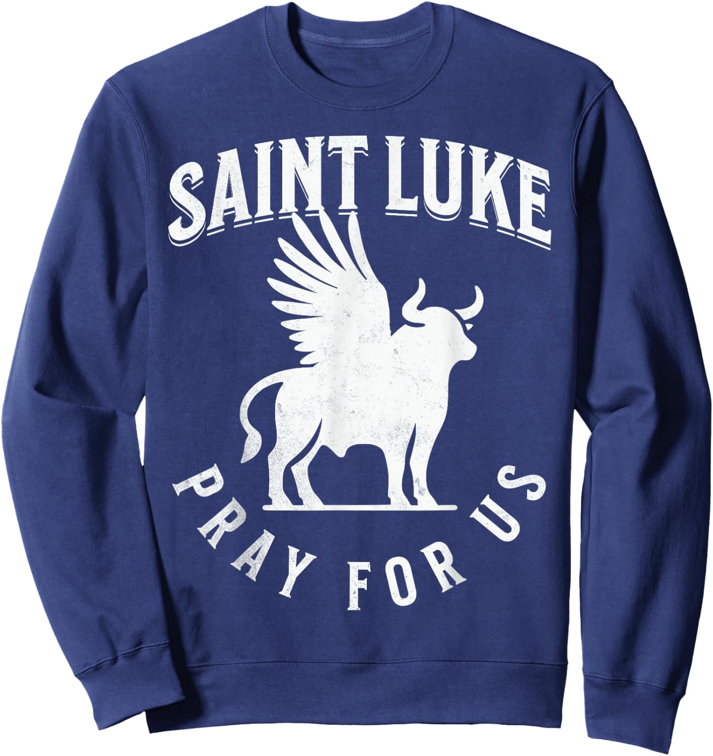 St Luke the Evangelist Catholic Patron Saint Bull Symbol Sweatshirt - Sweatshirt | Navy