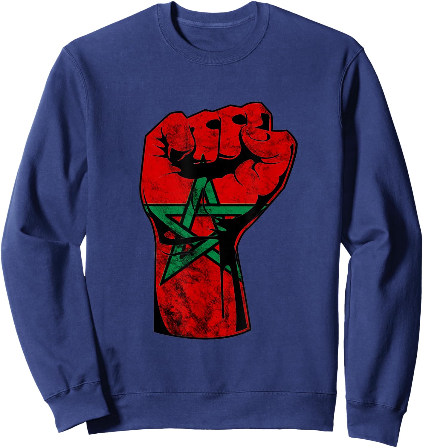 Morocco Handfist Moroccan Pride Moroccan Flag Moroccan Roots Sweatshirt - Sweatshirt | Navy