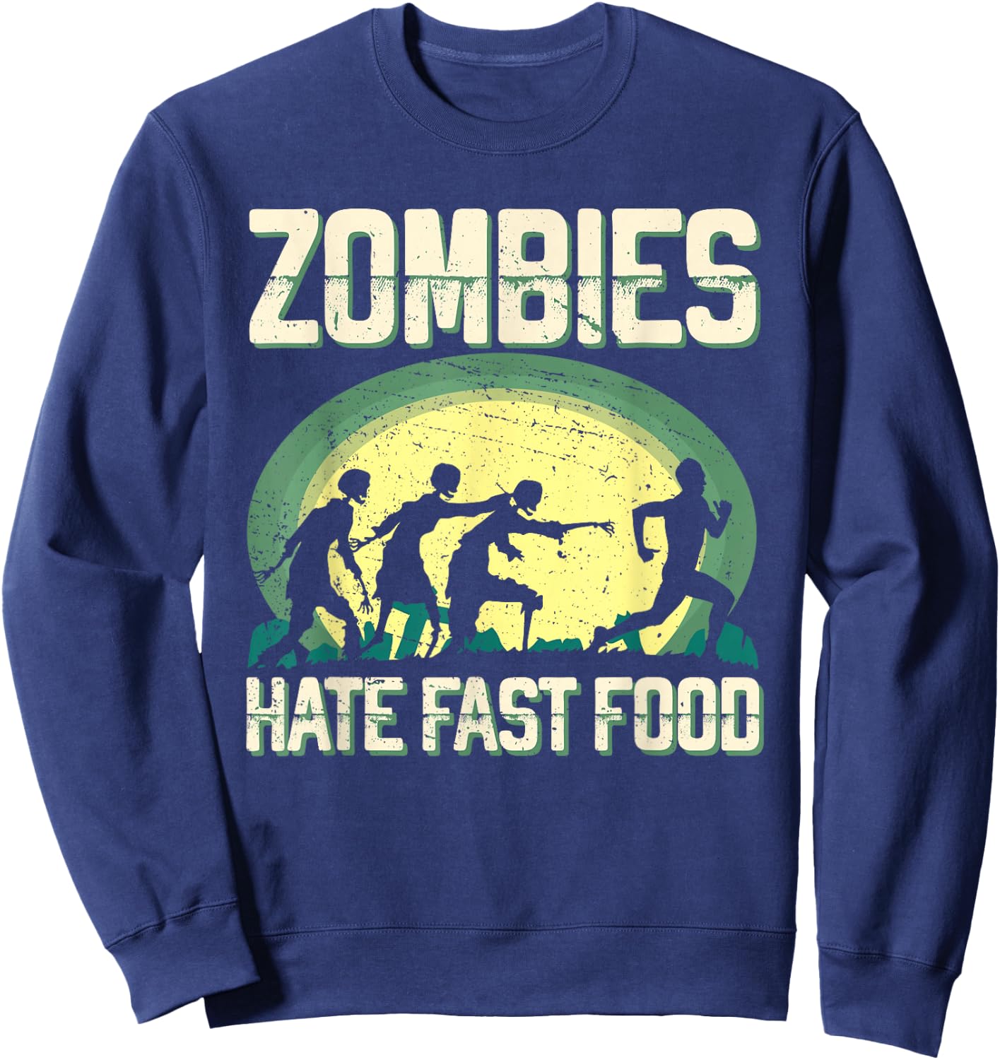 Zombie Hate Fast Food Runner Marathon Apparel Sweatshirt - Sweatshirt | Navy