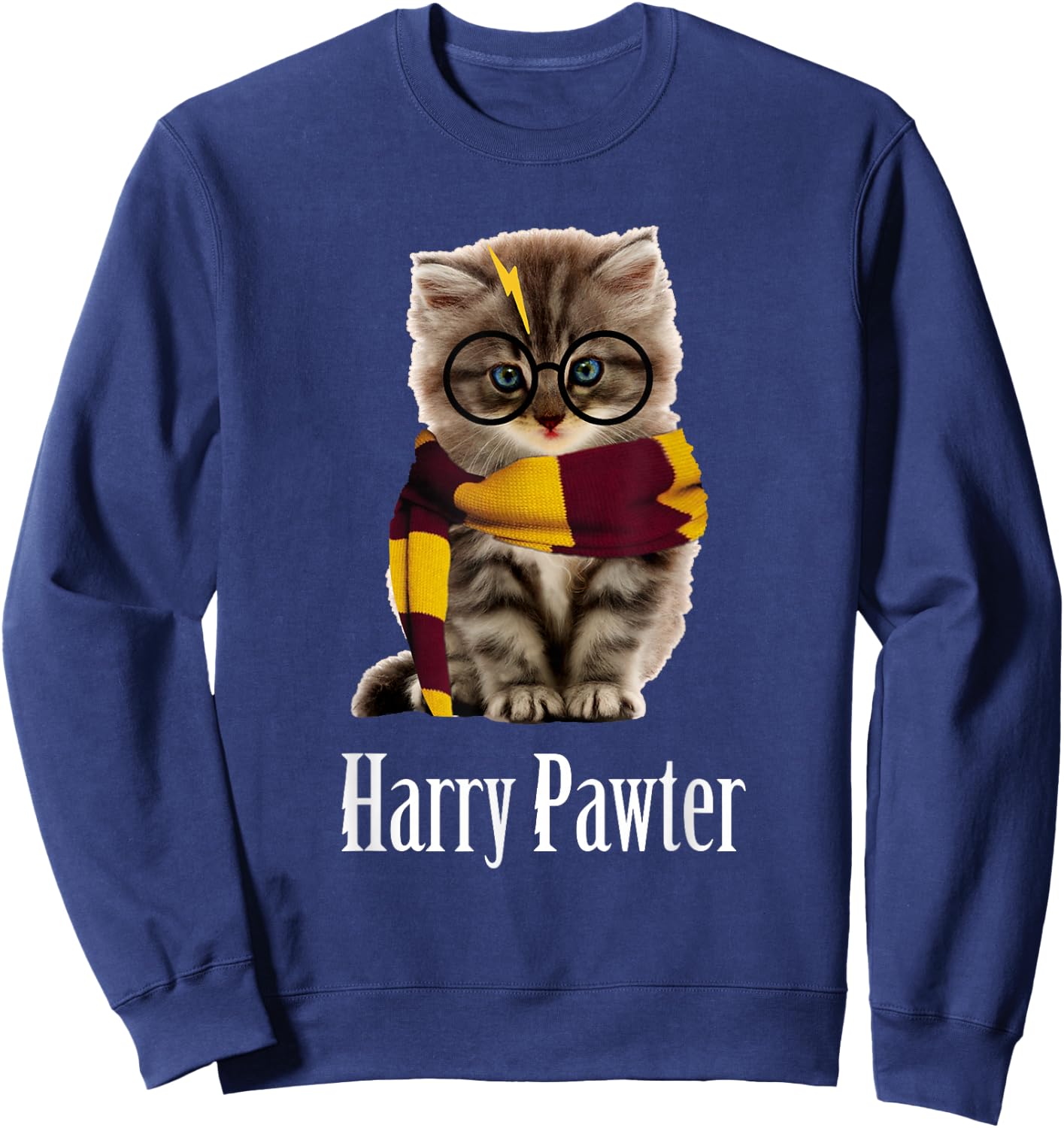 Magic Cat with Glasses, Harry Pawter Funny Small Sweatshirt - Sweatshirt | Navy