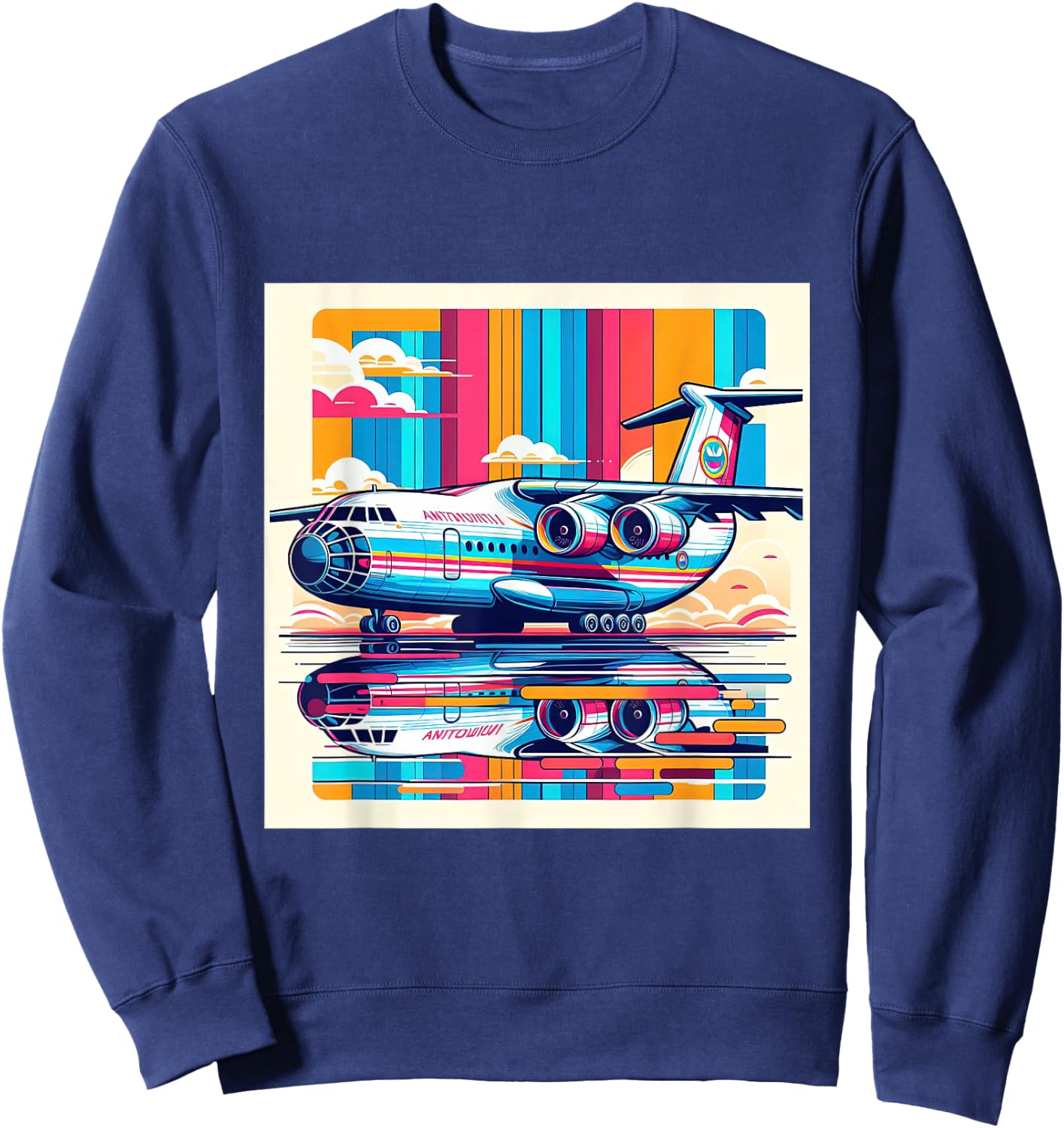 Antonov AN 225 Airplane Retro Style Sweatshirt - Sweatshirt | Navy