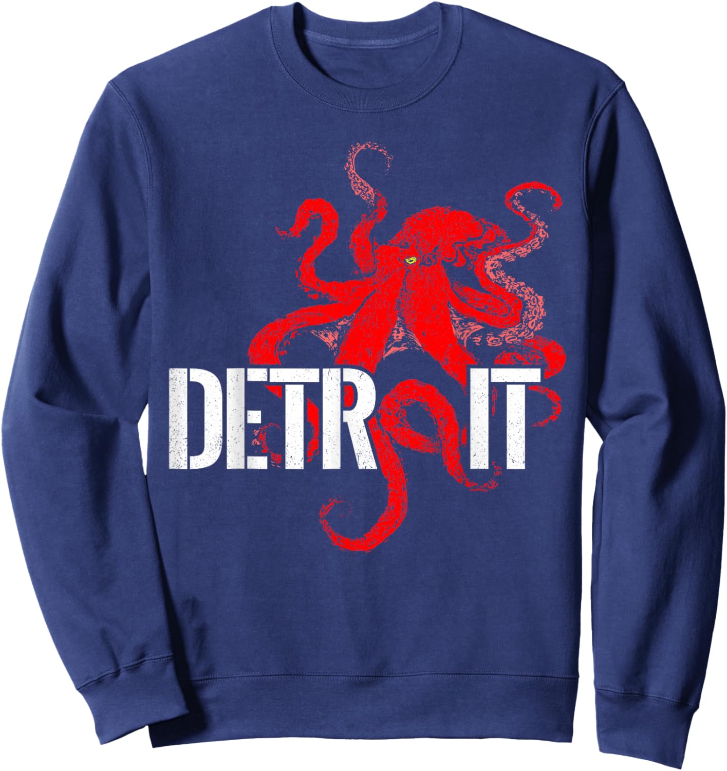 Detroit Downtown Motor City Octopus Kraken Souvenir Hockey Sweatshirt - Sweatshirt | Navy