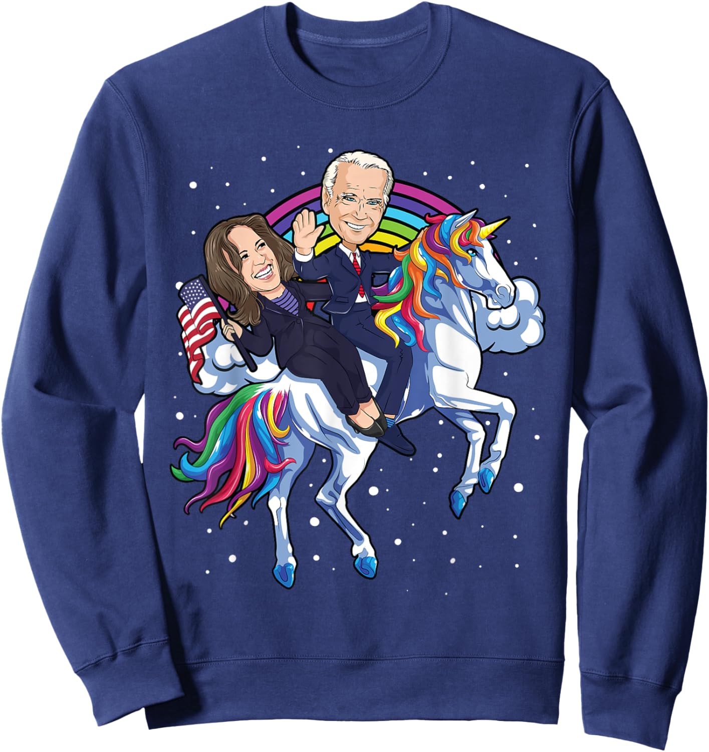 Kamala Harris Unicorn Joe Biden 2021 Riding President USA Sweatshirt - Sweatshirt | Navy