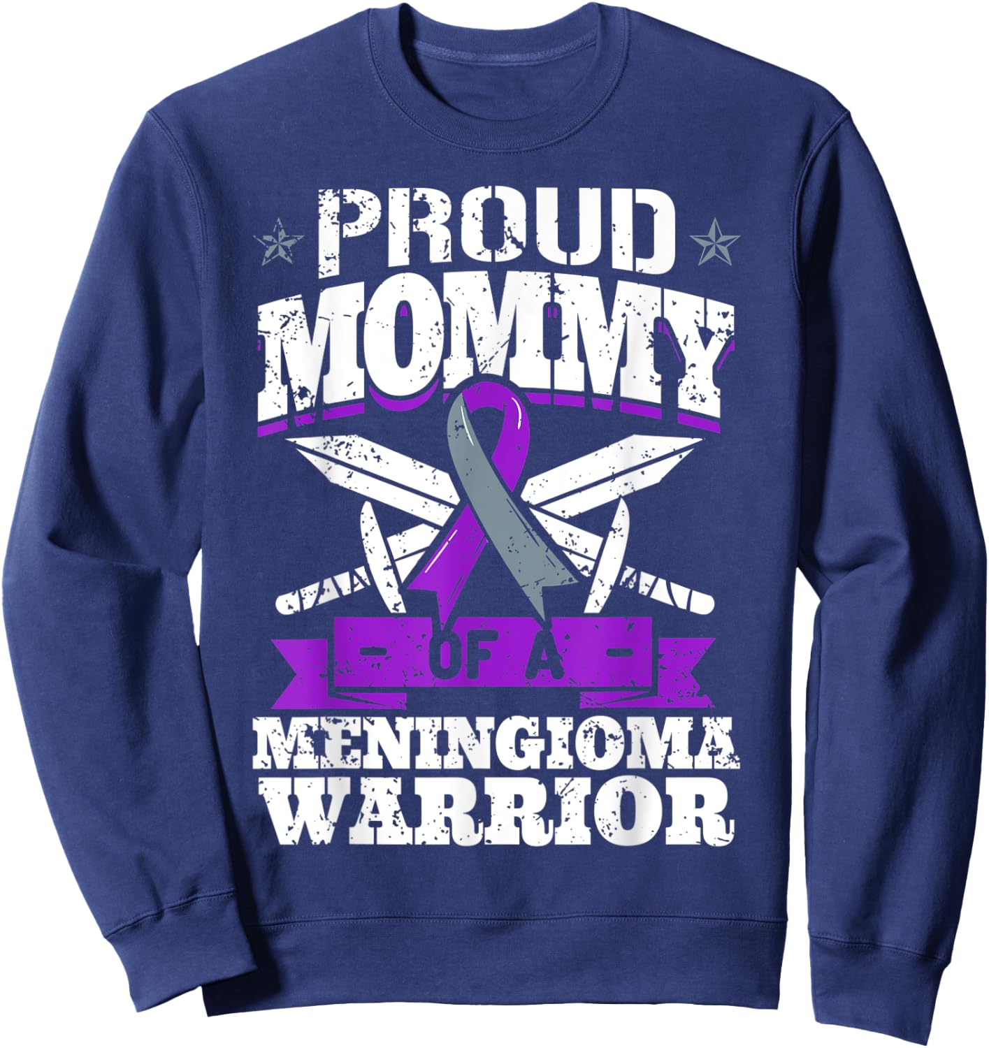 Proud Mommy Of A Meningioma Warrior Awareness Advocate Mom Sweatshirt - Sweatshirt | Navy