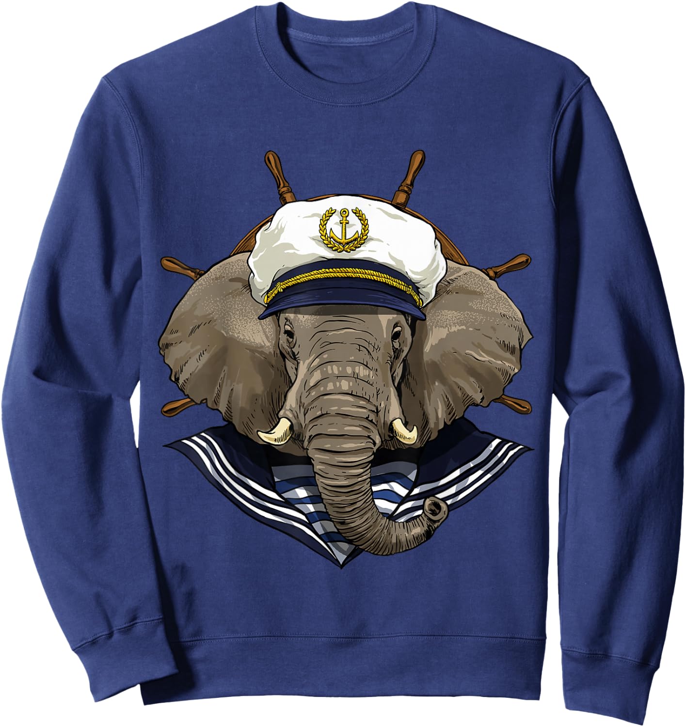 Elephant Sailor Boat Captain Wildlife Elephant Safari Animal Sweatshirt - Sweatshirt | Navy