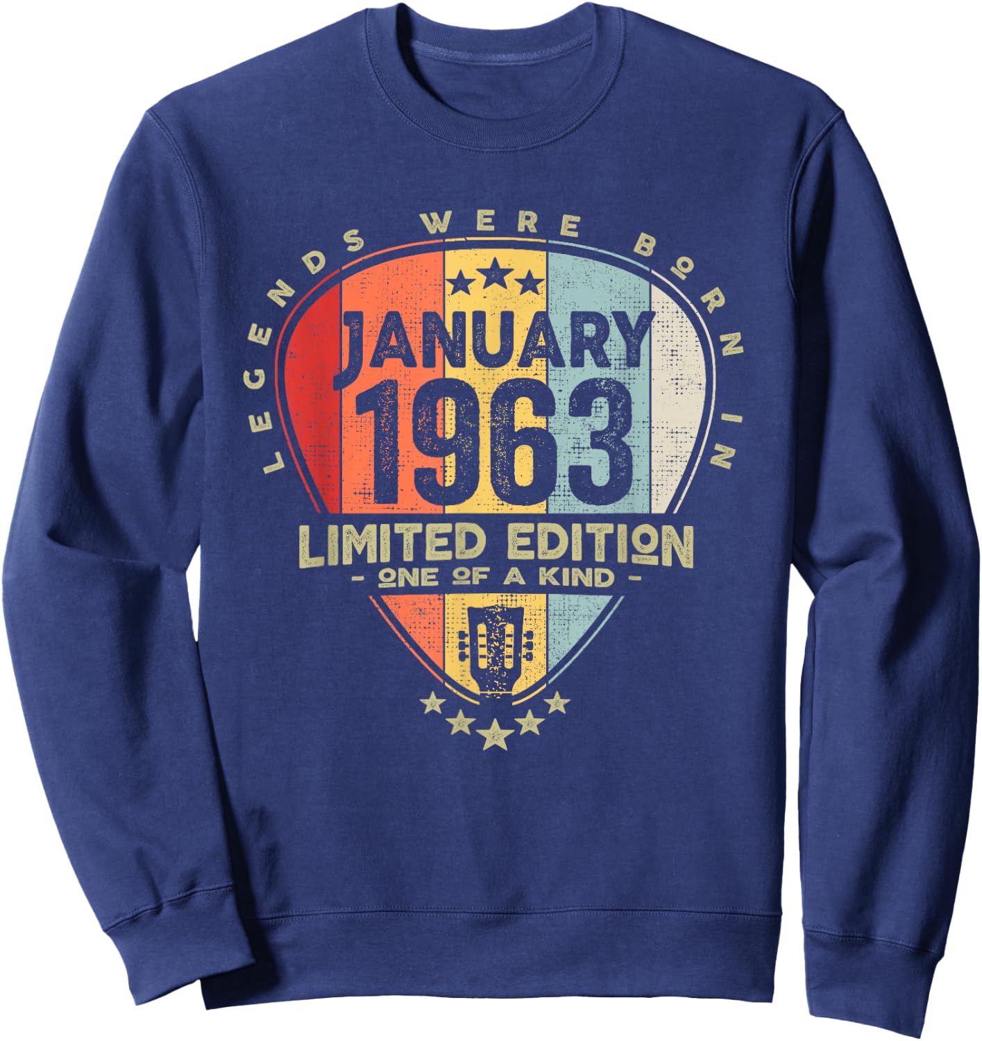 Guitar Pick - Legends Were Born In January 1963 Guitar Sweatshirt - Sweatshirt | Navy