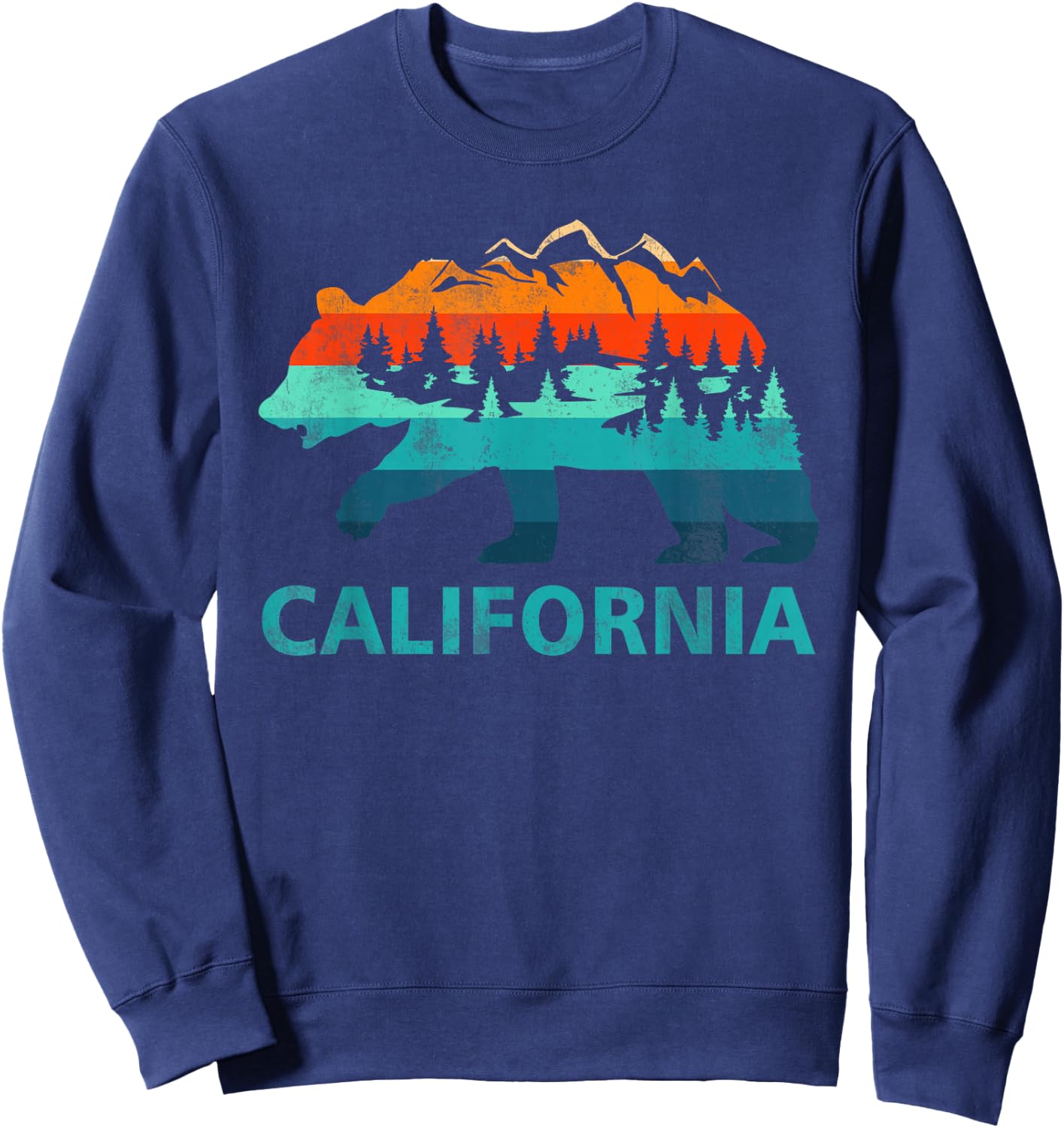 California Bear Vintage Retro Nature Hiking Souvenir Sweatshirt - Sweatshirt | Navy