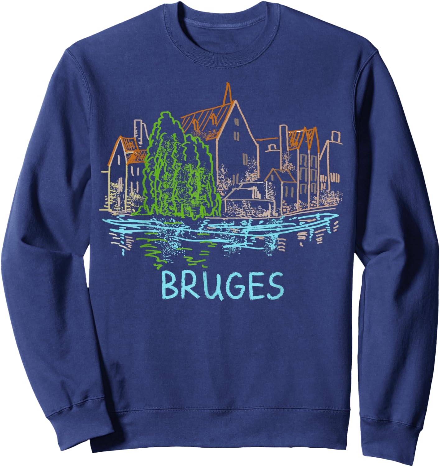 Bruges Belgium Art Gift Men Women Sweatshirt - Sweatshirt | Navy