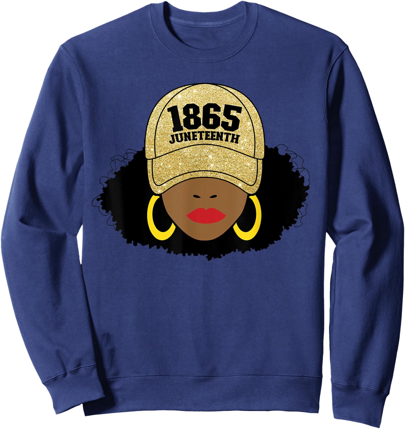Juneteenth 1865 Black Freedom Afro Gold Women's Juneteenth Sweatshirt - Sweatshirt | Navy