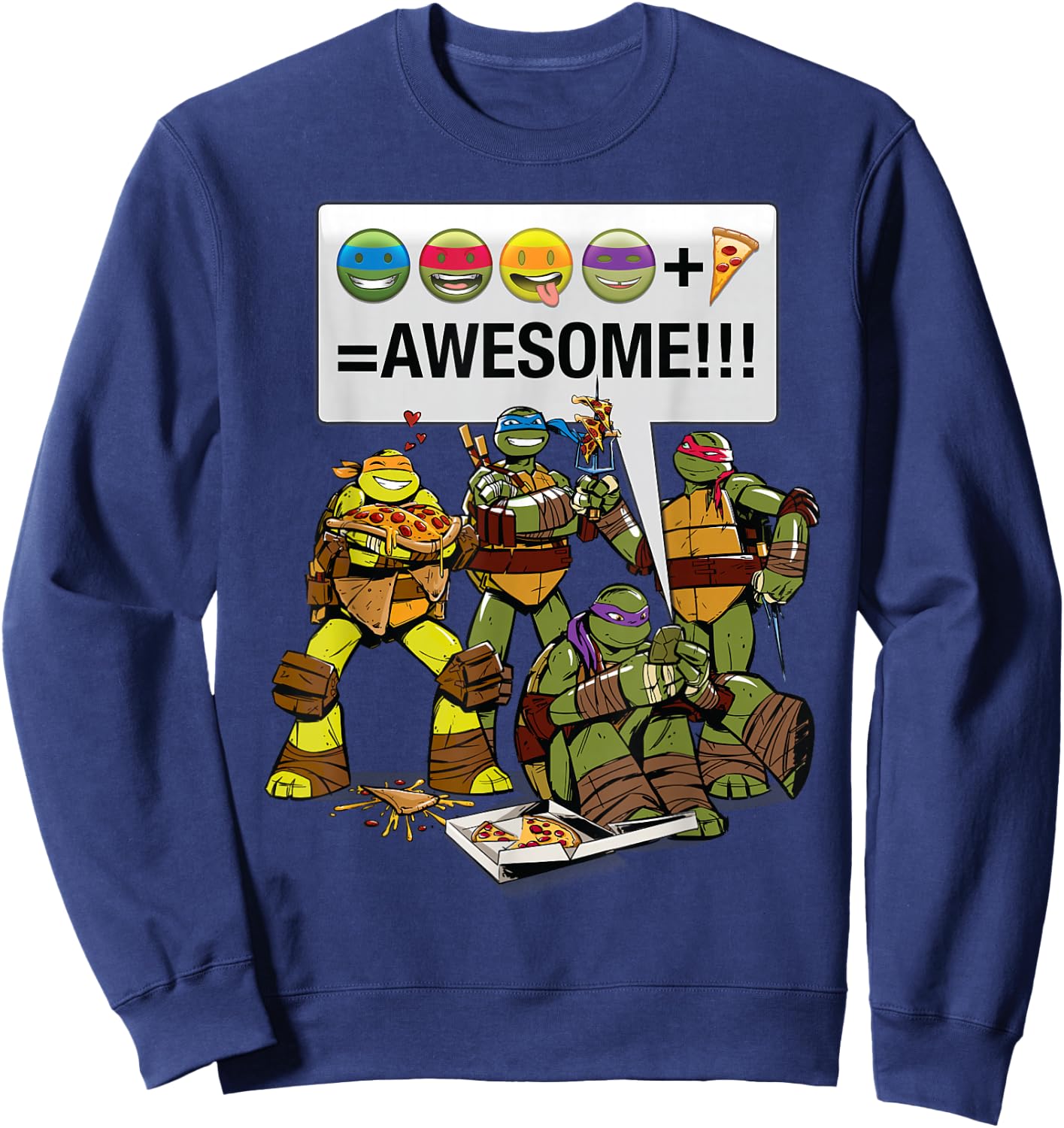 Teenage Mutant Ninja Turtles Plus Pizza Equals Awesome Sweatshirt - Sweatshirt | Navy
