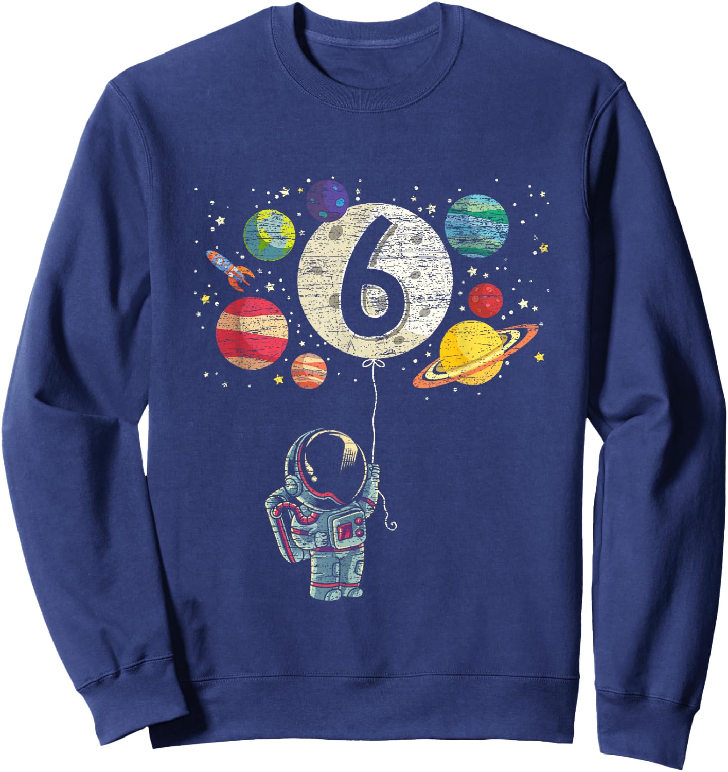 6 Years Old Birthday Boy Gifts Astronaut 6th Birthday Sweatshirt - Sweatshirt | Navy