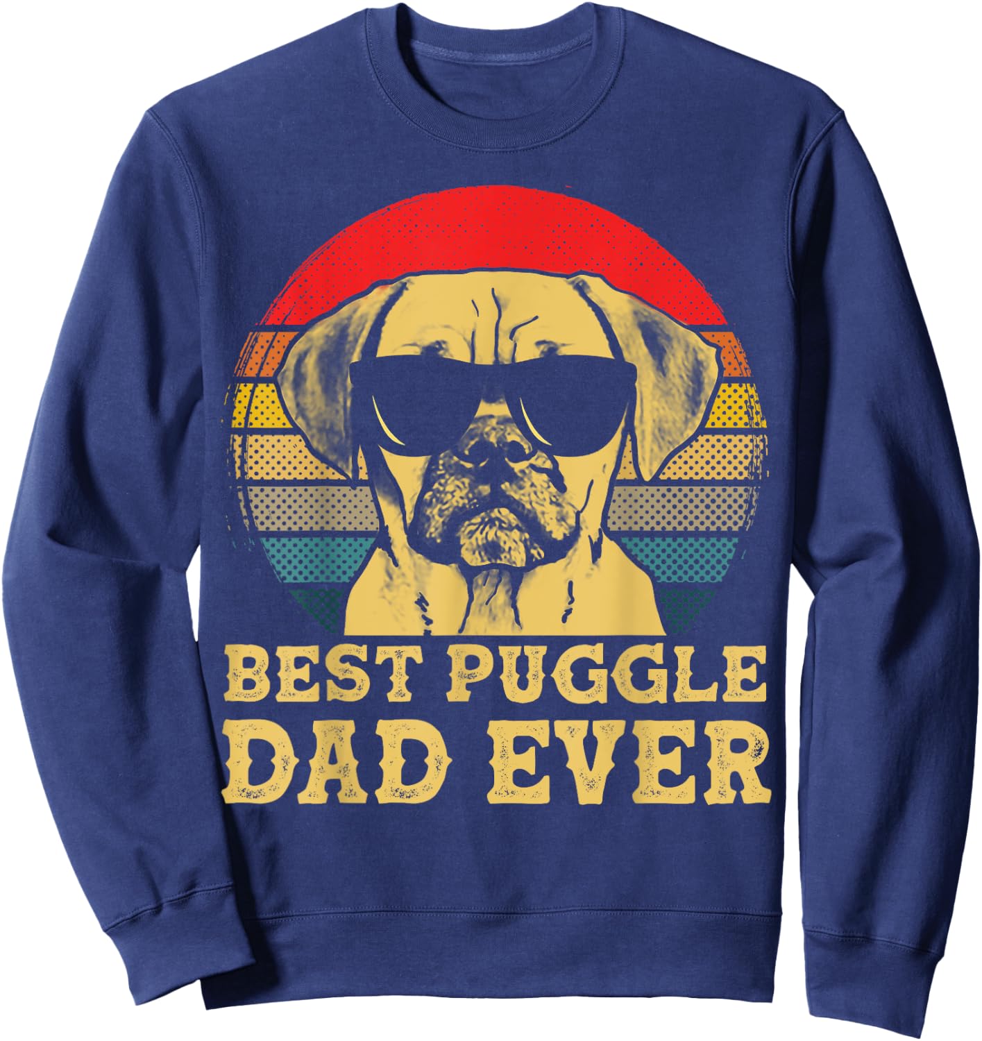 Best Puggle Dad Ever Dog Lovers Retro Vintage Women Kids Sweatshirt - Sweatshirt | Navy
