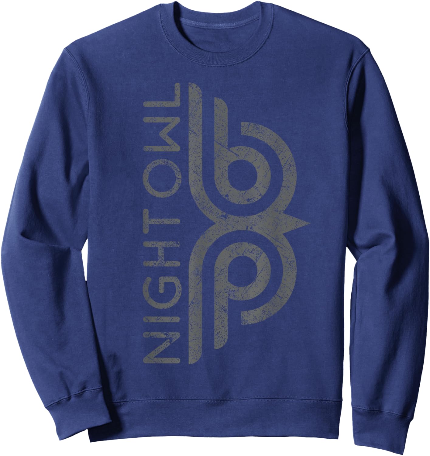 Night owl cool distressed retro insomniac retro owl graphic Sweatshirt - Sweatshirt | Navy