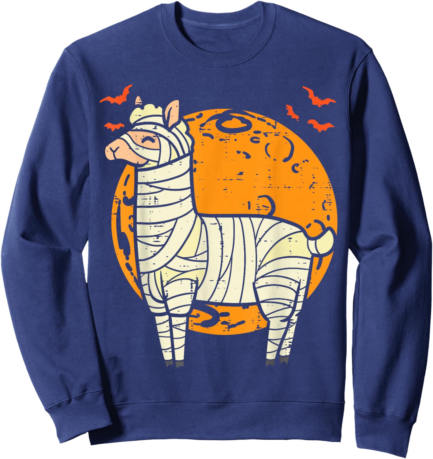 Mummy Llama Moon Cute Halloween Alpaca Animal Men Women Kids Sweatshirt - Sweatshirt | Navy