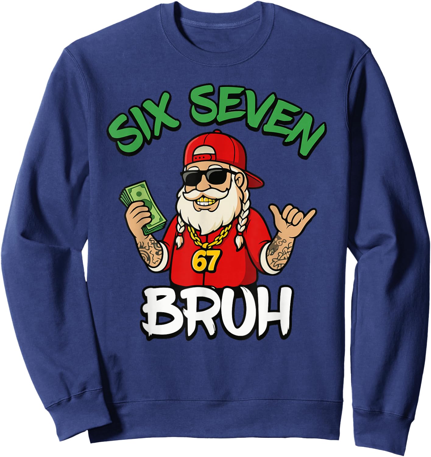 Six Seven 67 Christmas 6 7 Bruh Boys Kids 6-7 Meme Youth Sweatshirt - Sweatshirt | Navy