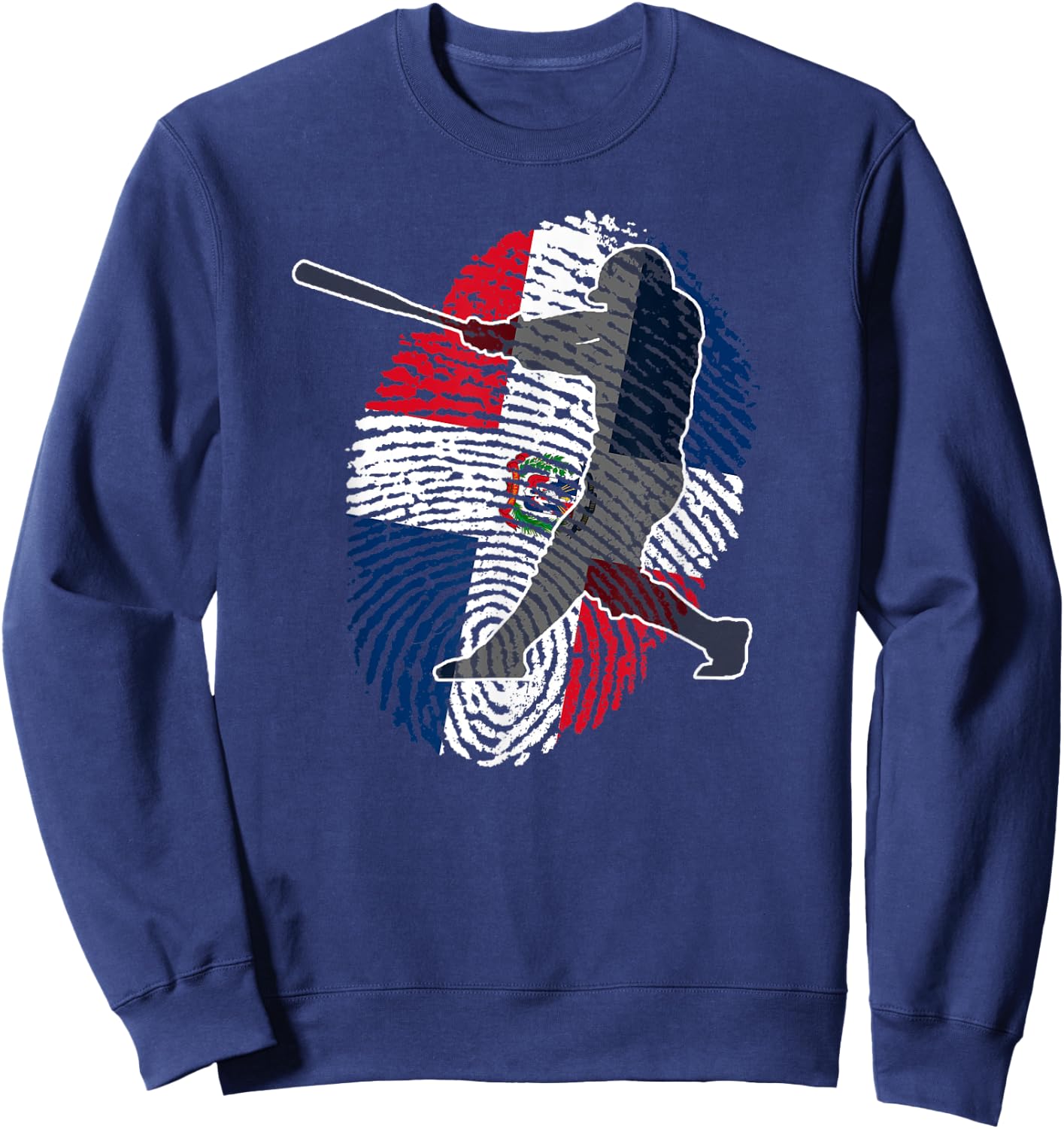 Dominican Republic Baseball Batter DNA Fingerprint Sweatshirt - Sweatshirt | Navy
