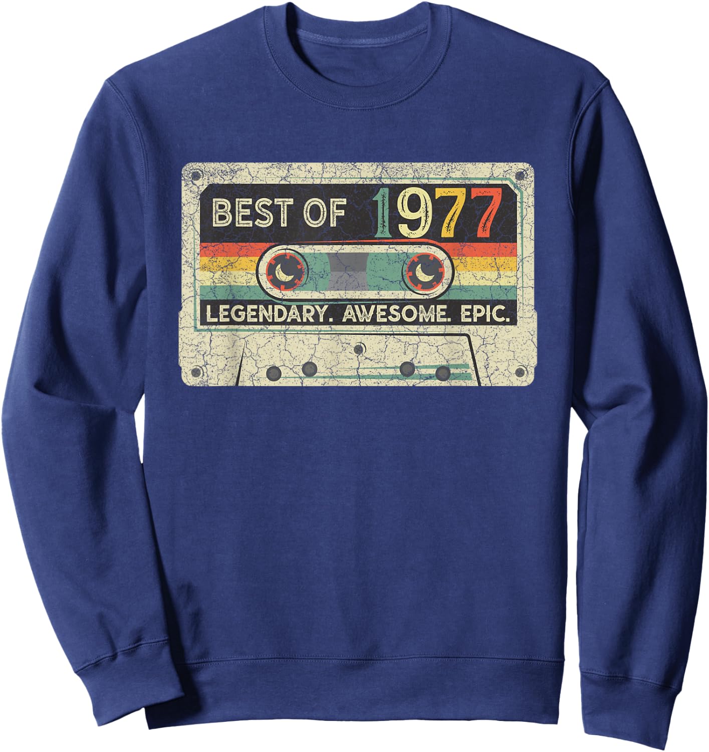 Vintage 1977 Limited Edition Cassette Tape 45th Birthday Sweatshirt - Sweatshirt | Navy
