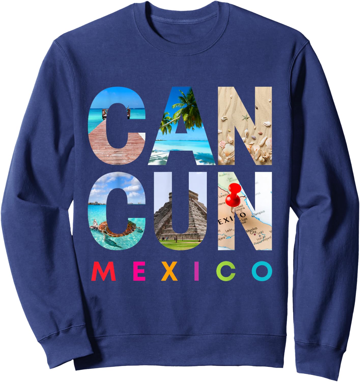 CANCUN MEXICO 2022 Vacation Beach Matching Family Group Sweatshirt - Sweatshirt | Navy