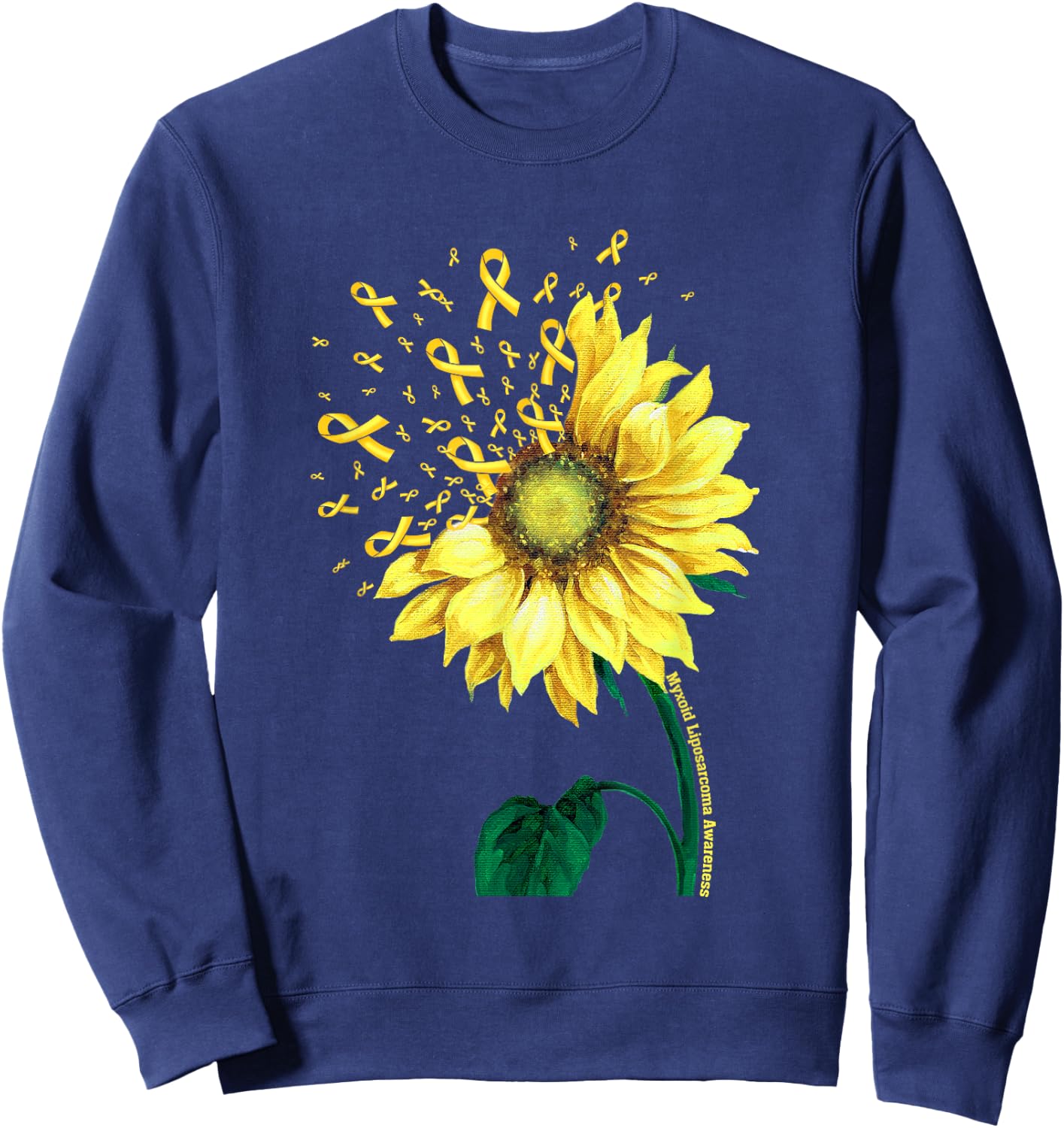 MYXOID LIPOSARCOMA AWARENESS Sunflower Yellow Ribbon Sweatshirt - Sweatshirt | Navy