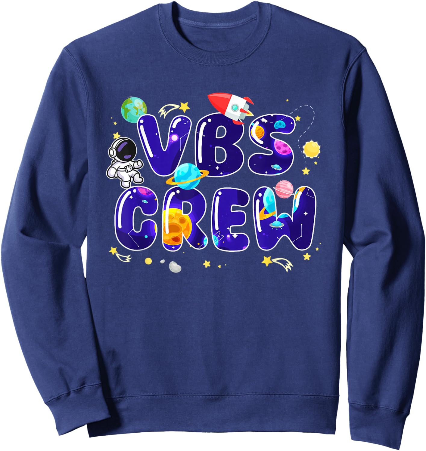 VBS Crew 2026 Space Astronaut Vacation Bible School Sweatshirt - Sweatshirt | Navy